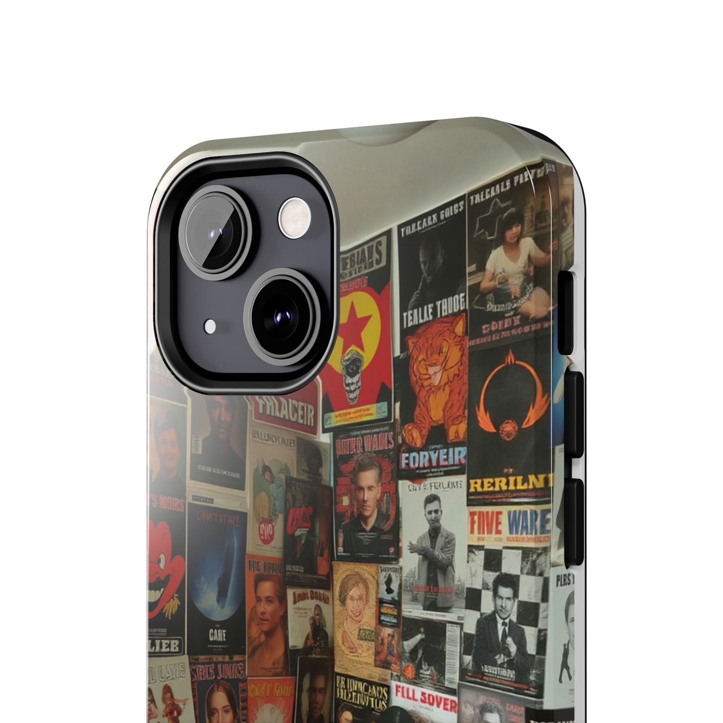 Retro Vibe Tough Phone Case - Vintage Movie Posters & Plush Toys Design