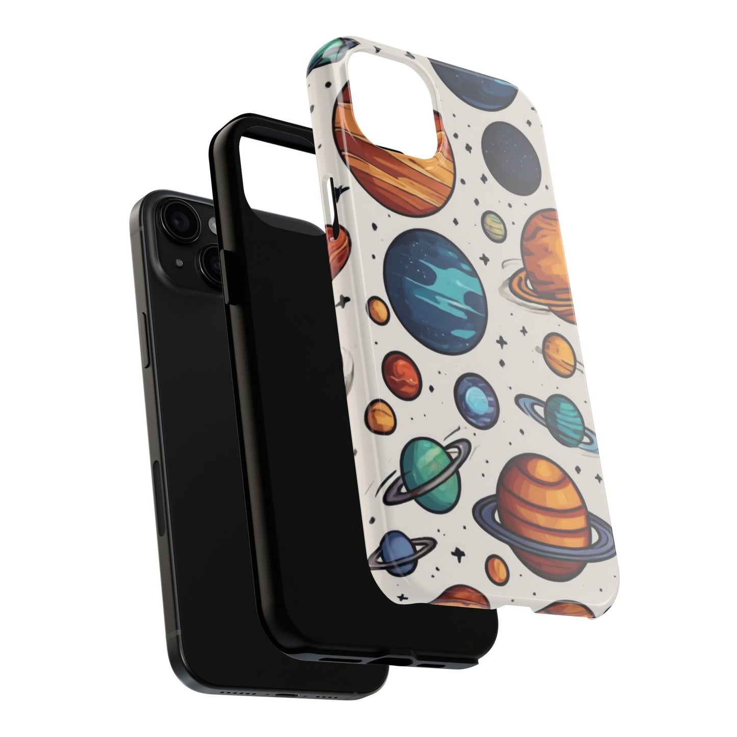 Cosmic Galaxy Tough Phone Case - Planetary Cartoon Design - for iPhone