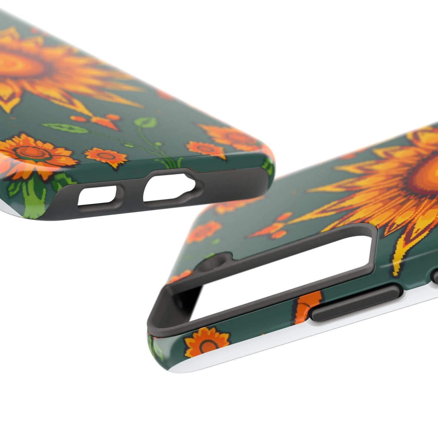 Pixelated Vibrant Floral Tough Phone Case | Sunflower Design for Nature Lovers - for iPhone
