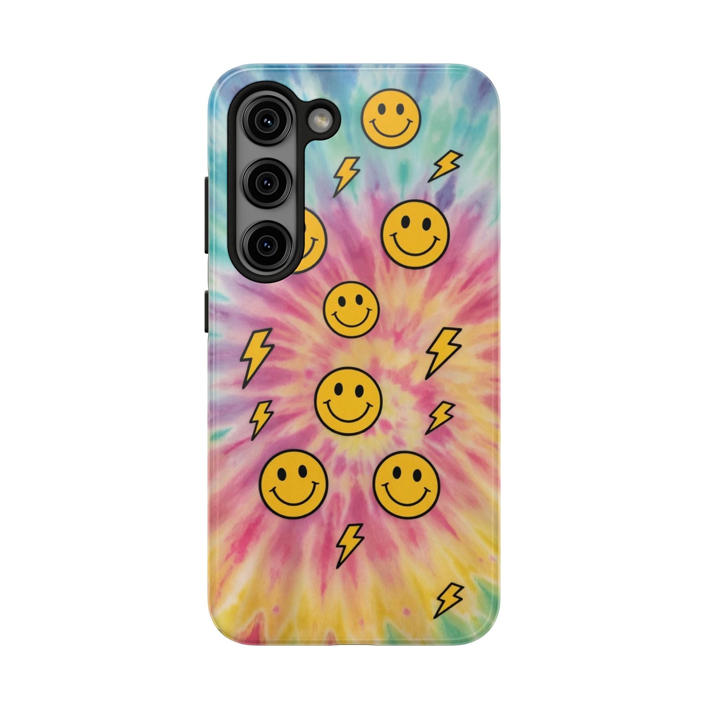 Colorful Smiley Lightning Tough Phone Case - Fun & Durable