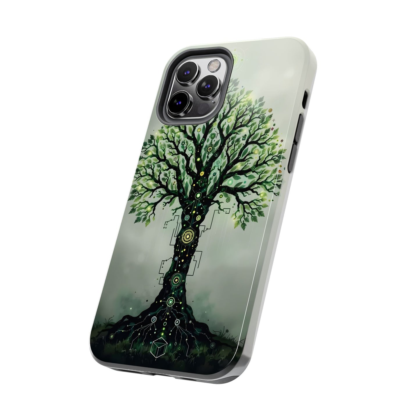 Nature-Inspired Tough Phone Case with Tech Tree Design - for iPhone