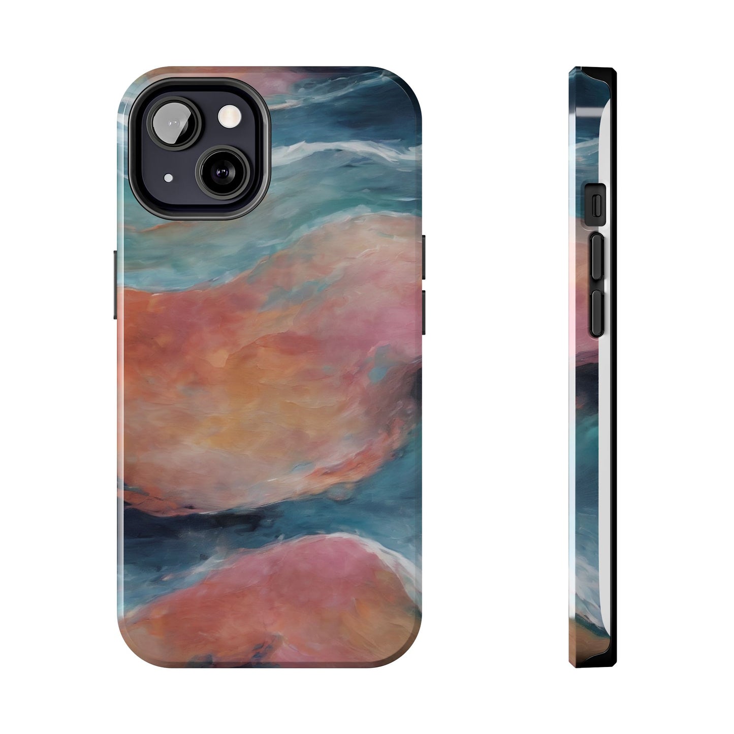 Artistic Painted Sea Tough Phone Case - Abstract Waves Design - for iPhone