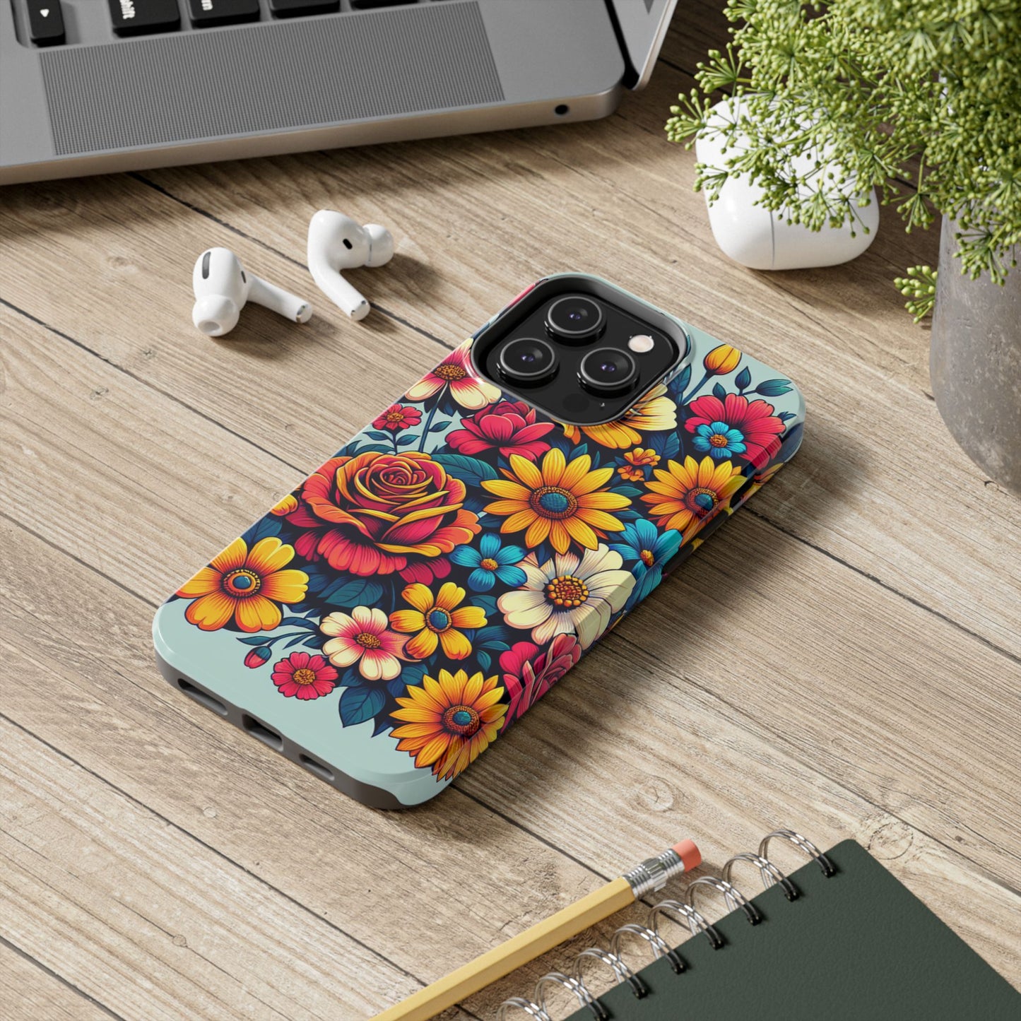 Vibrant Floral Tough Phone Case - Colorful Flower Design - for iPhone
