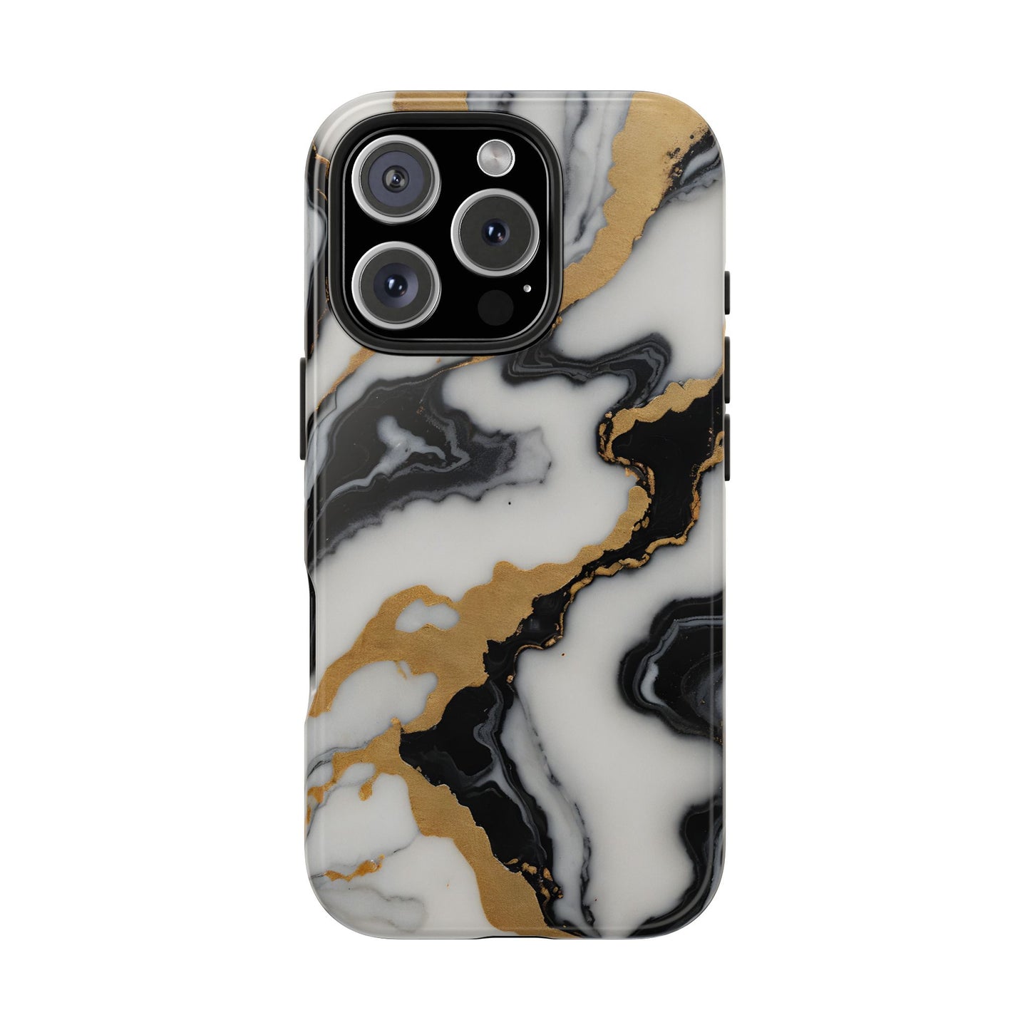 Elegant Gold Marble Tough Phone Case - Stylish Protection for Your iPhone