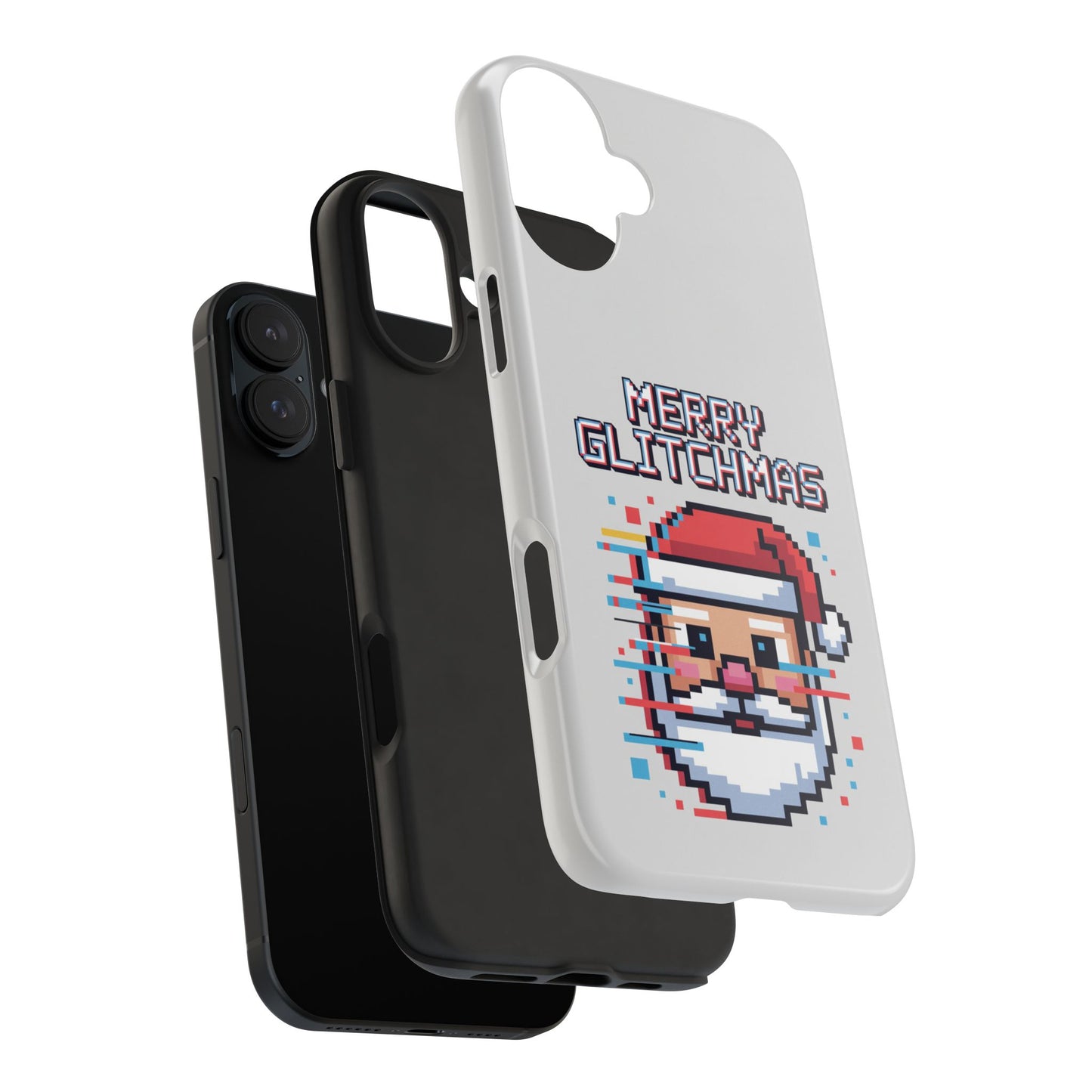 Merry Glitchmas Phone Case - Christmas Pixel Art Design for iPhone