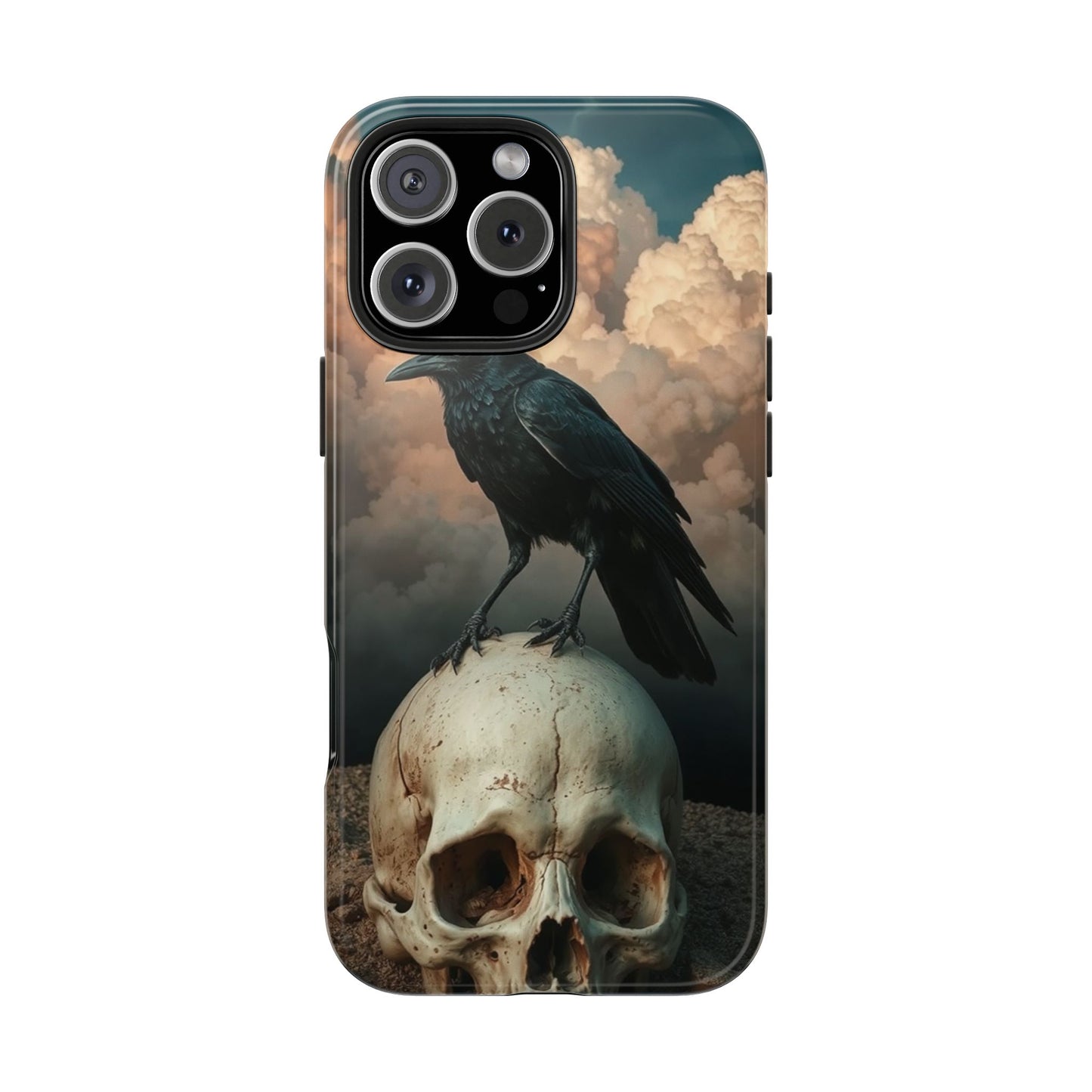 Gothic Raven Skull Tough Phone Case - Unique Protective Cover for Halloween Lovers