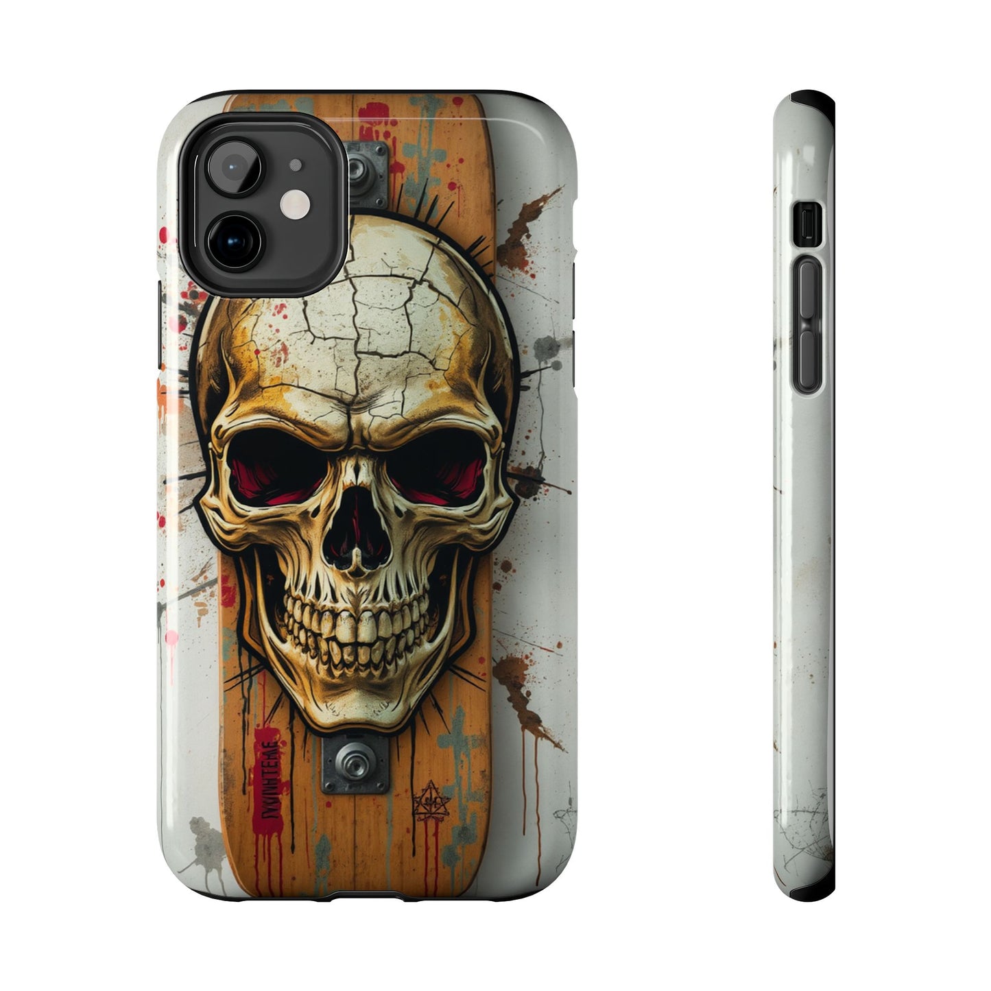 Edgy Skull Tough Phone Case - Durable Protection for Skateboard Enthusiasts