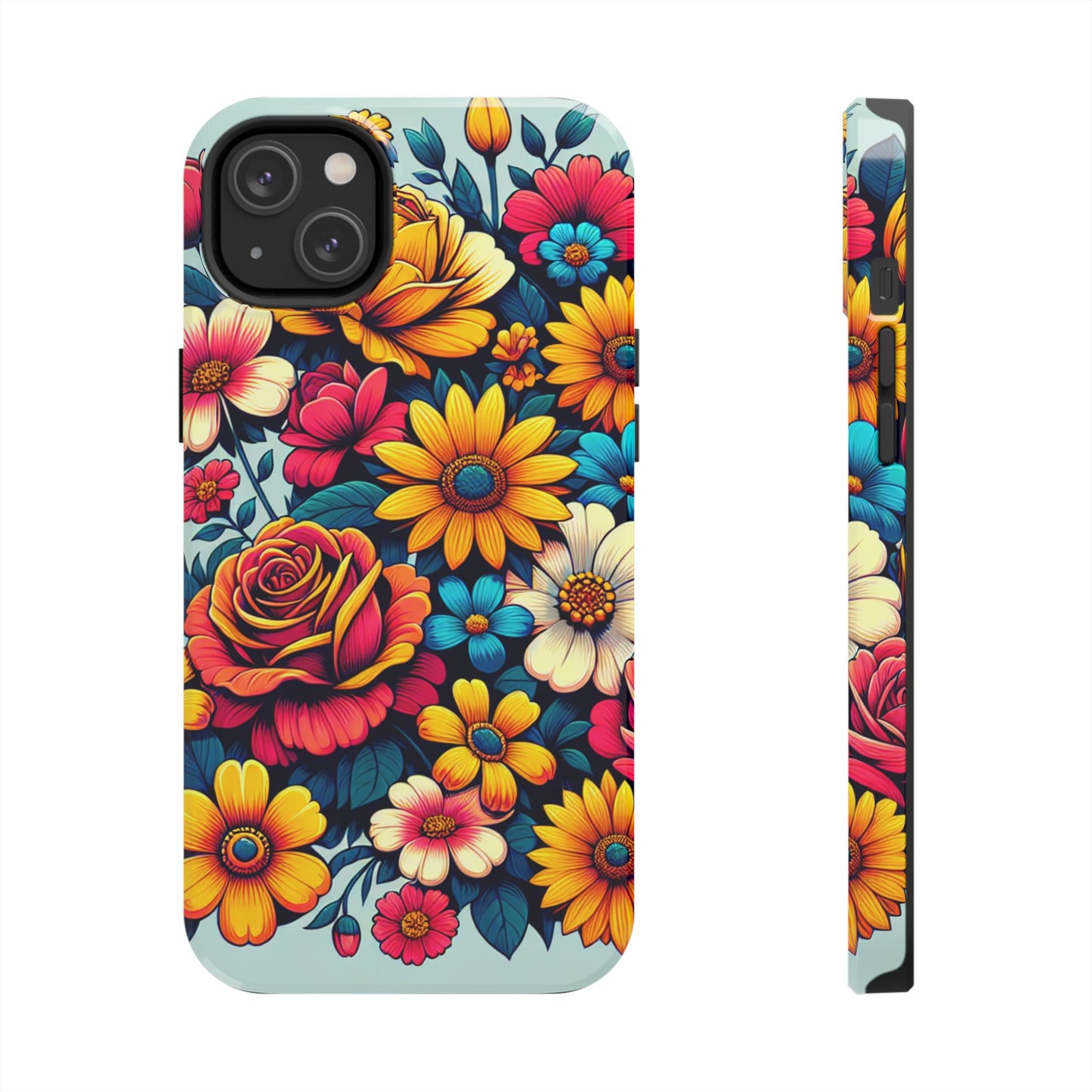 Vibrant Floral Tough Phone Case - Colorful Flower Design - for iPhone