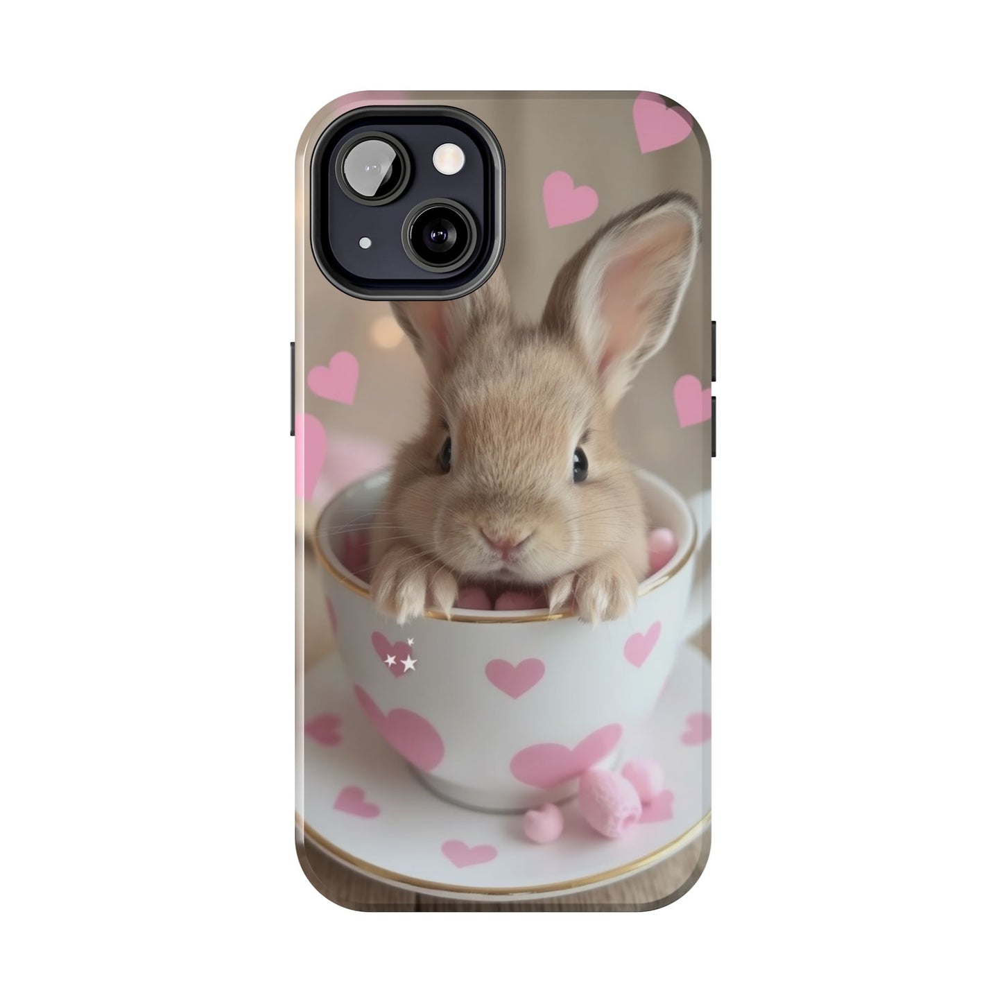 Adorable Bunny Phone Case with Heart Design - Cute Gift for Animal Lovers