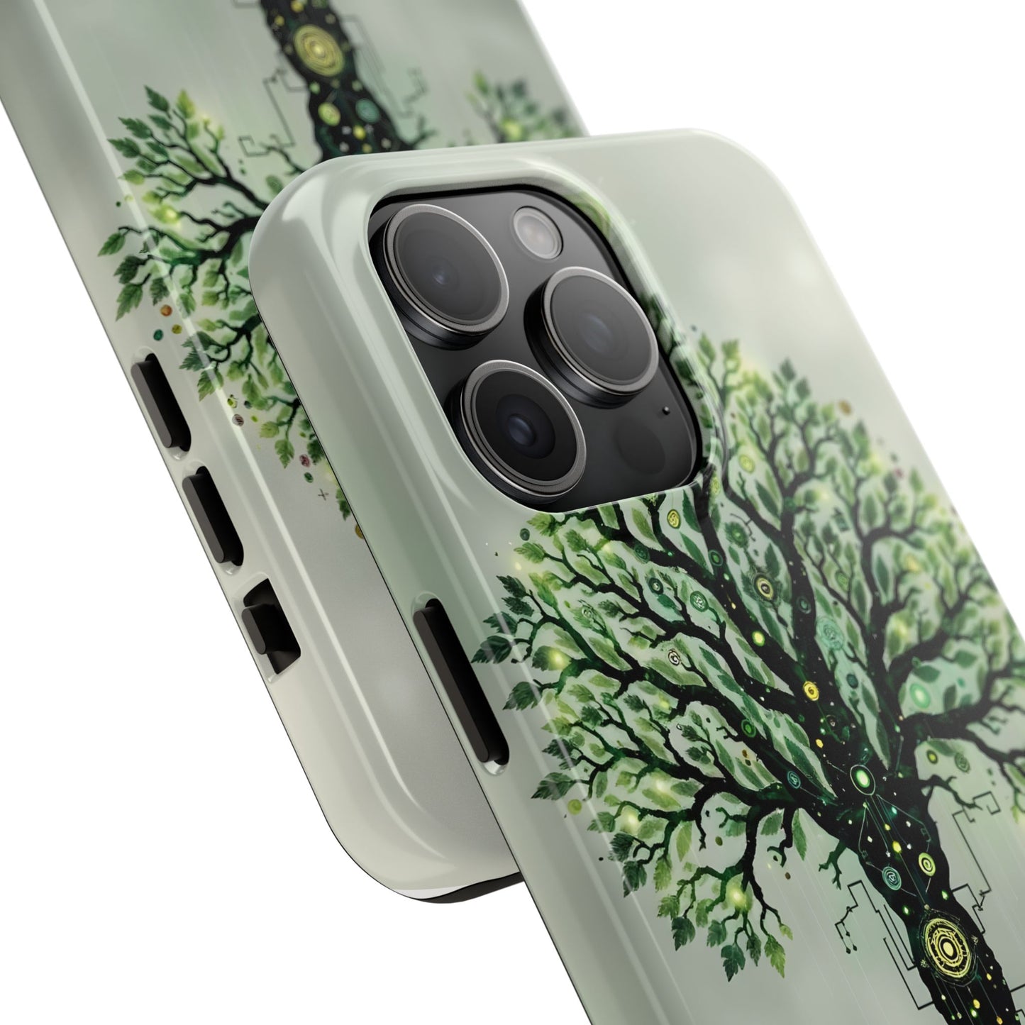 Nature-Inspired Tough Phone Case with Tech Tree Design - for iPhone