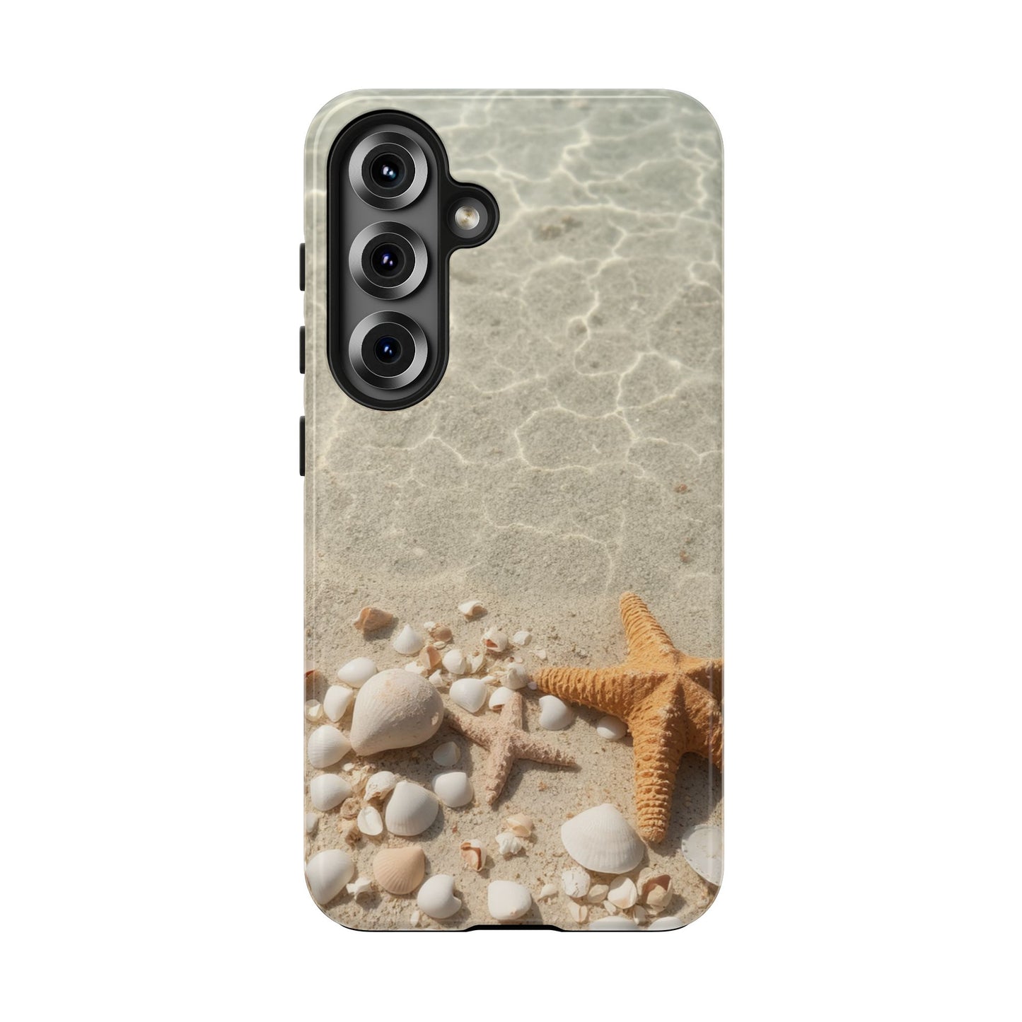 Beach-Inspired Tough Phone Case with Starfish and Seashell Design