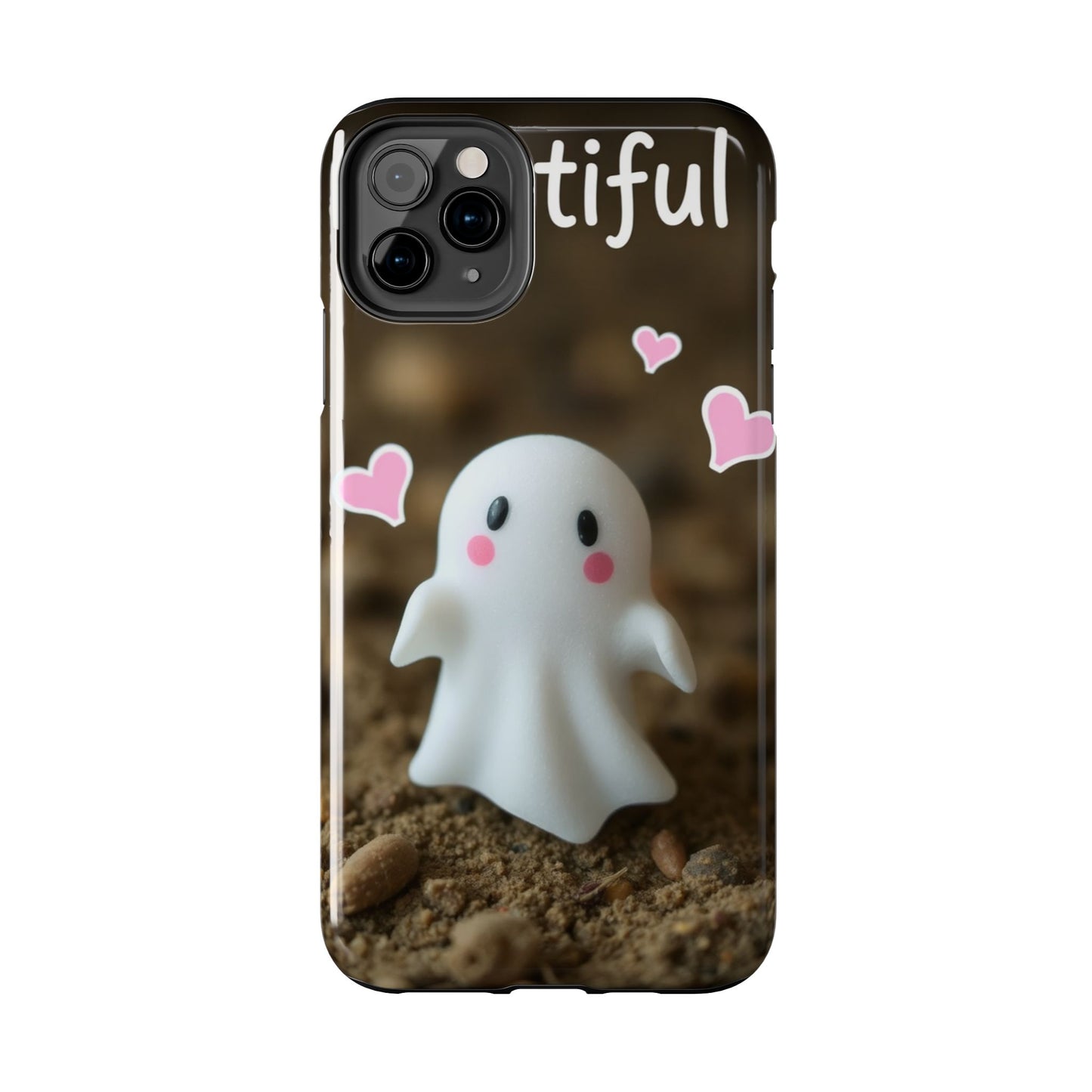 Cute Ghost Tough Phone Case - Beautiful Design with Heart Accents