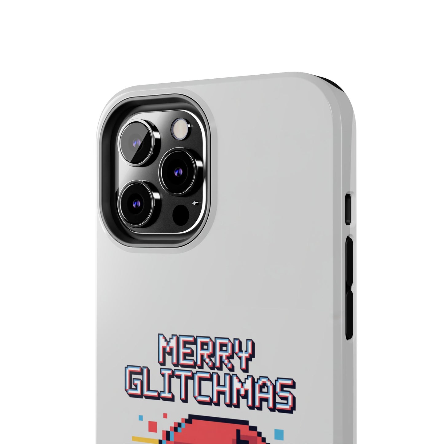 Merry Glitchmas Phone Case - Christmas Pixel Art Design for iPhone
