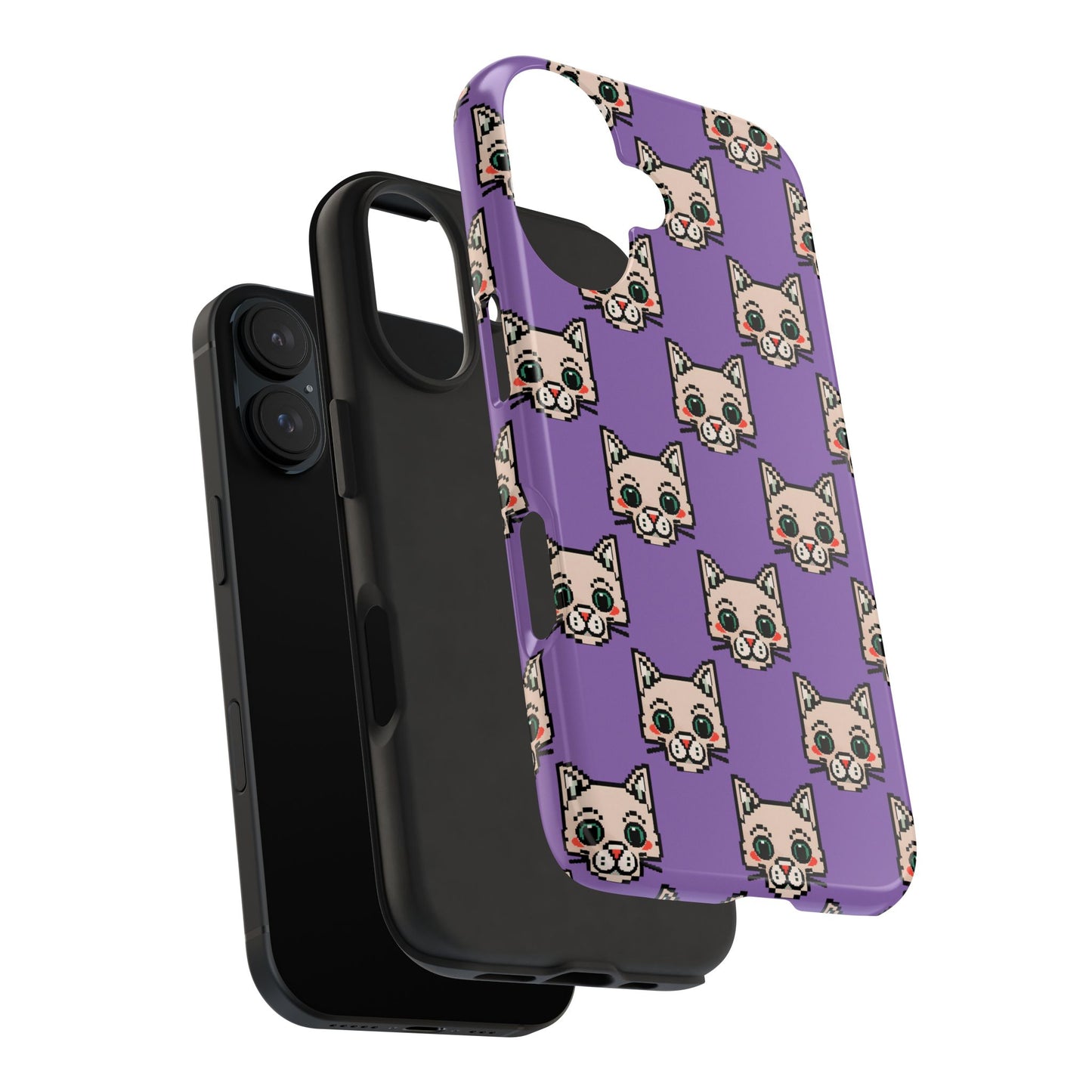 Cute Pixel Cat Tough Phone Case – Fun and Durable Protection for Cat Lovers - for iPhone