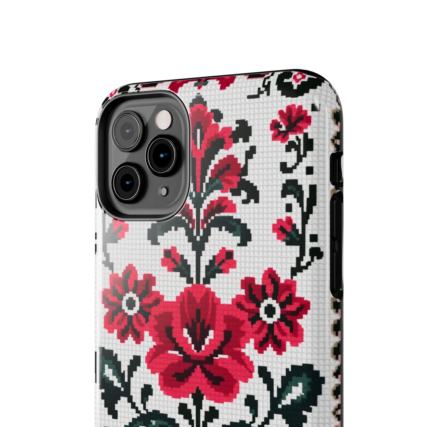 Traditional Floral Knit Tough Phone Cases - Durable Protection with Vintage Style - for iPhone