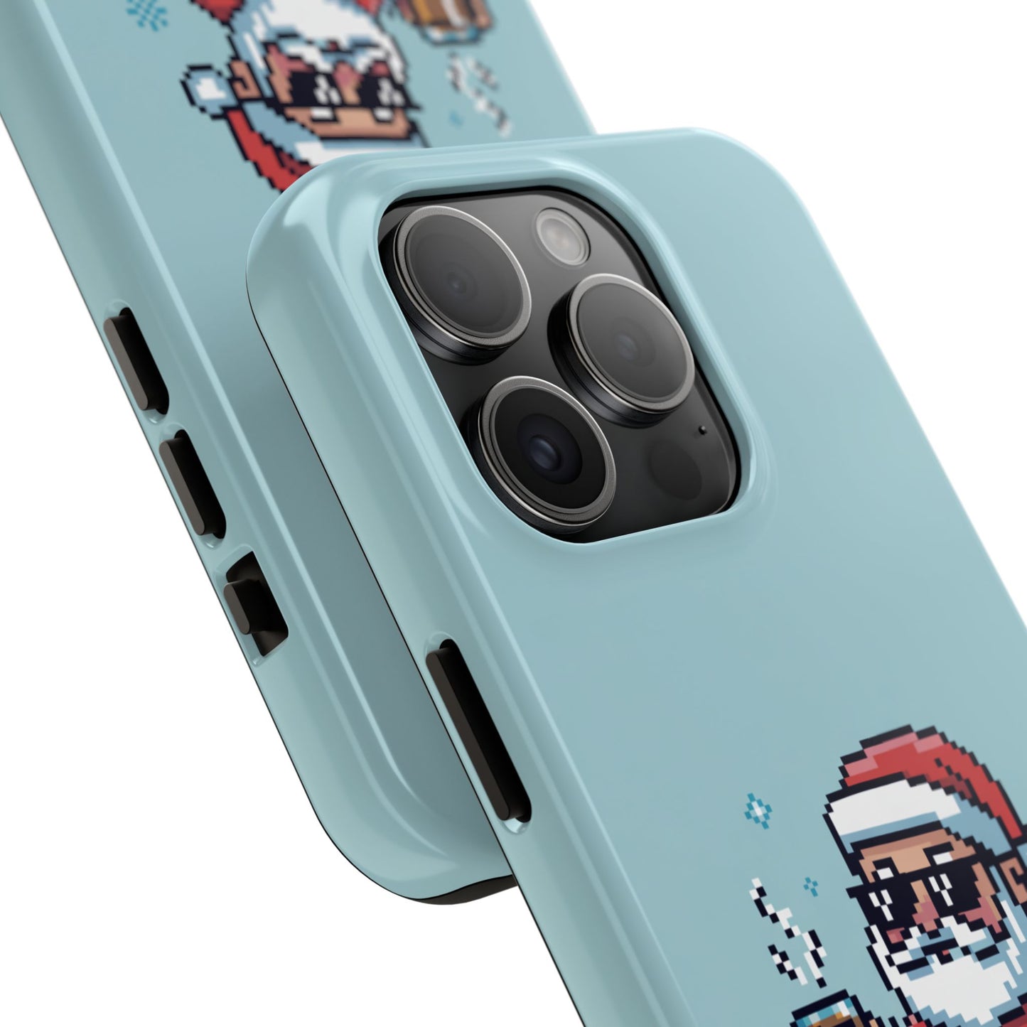 Pixel Art Santa Claus iPhone Case - Festive Tough Case with 'Be Good' Design