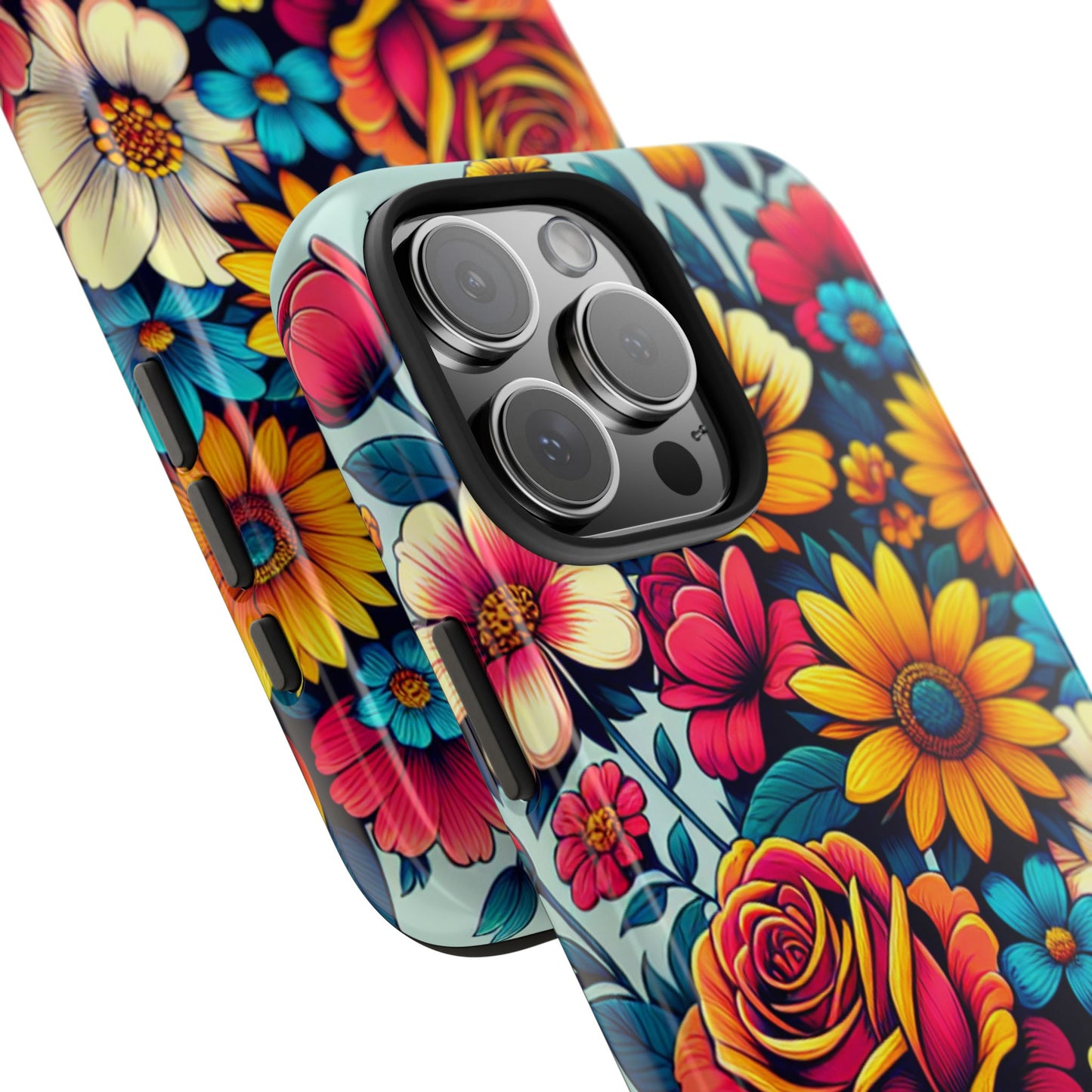 Vibrant Floral Tough Phone Case - Colorful Flower Design - for iPhone