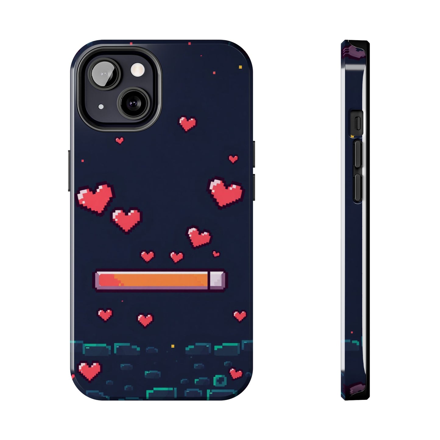 Pixel Heart Tough Phone Case - Retro Gamer Style for Valentine's Day