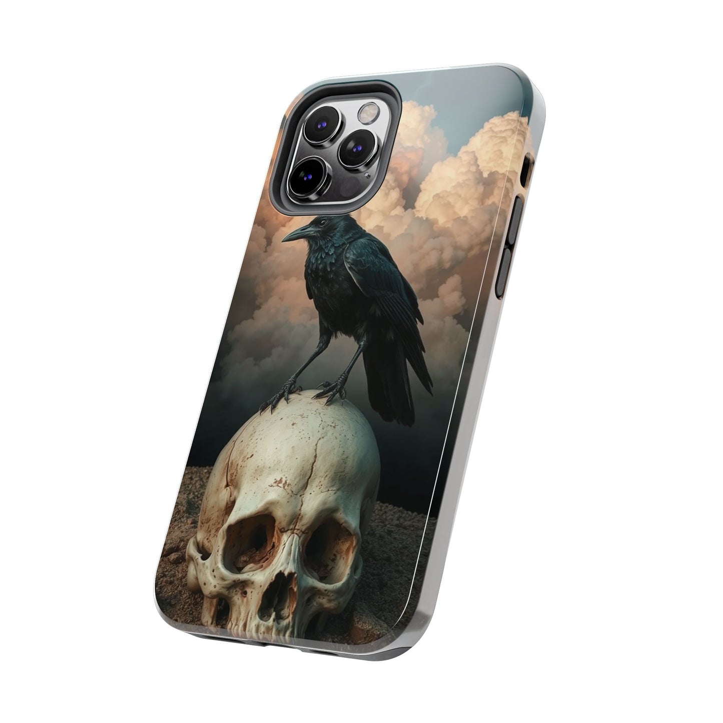 Gothic Raven Skull Tough Phone Case - Unique Protective Cover for Halloween Lovers