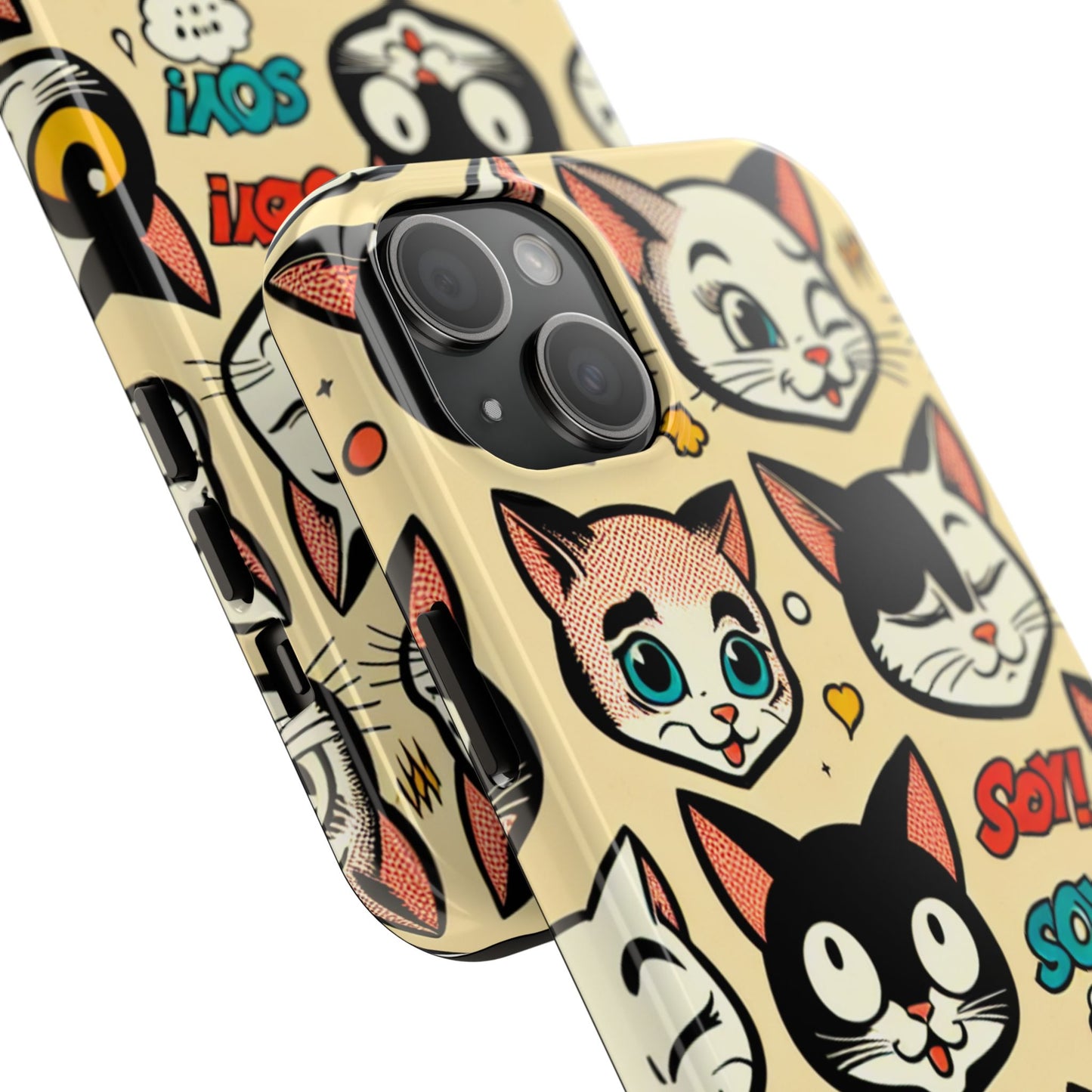Playful Cat-Themed Tough Phone Case - Pet Pattern - for iPhone