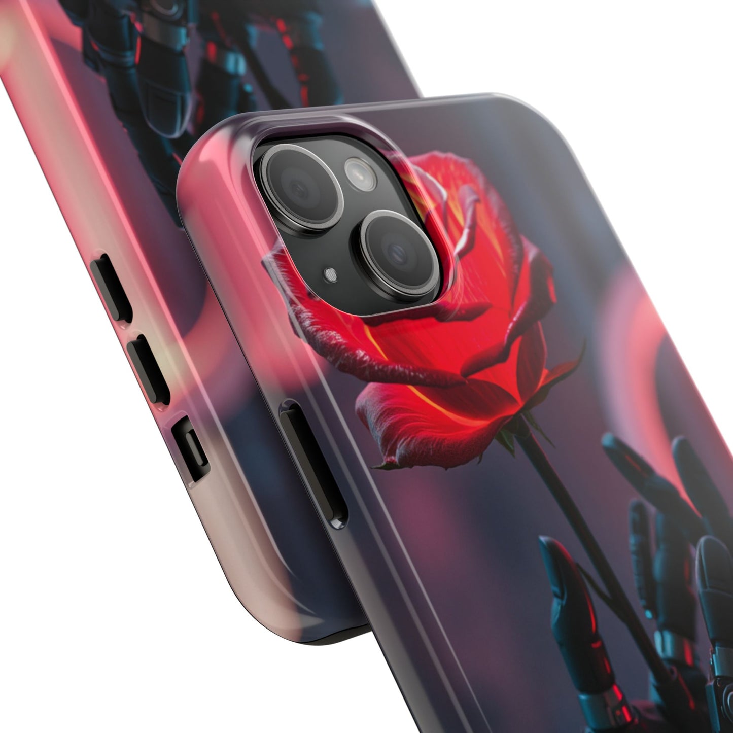 Futuristic Tough Phone Case with Robotic Rose Design | Durable Protection