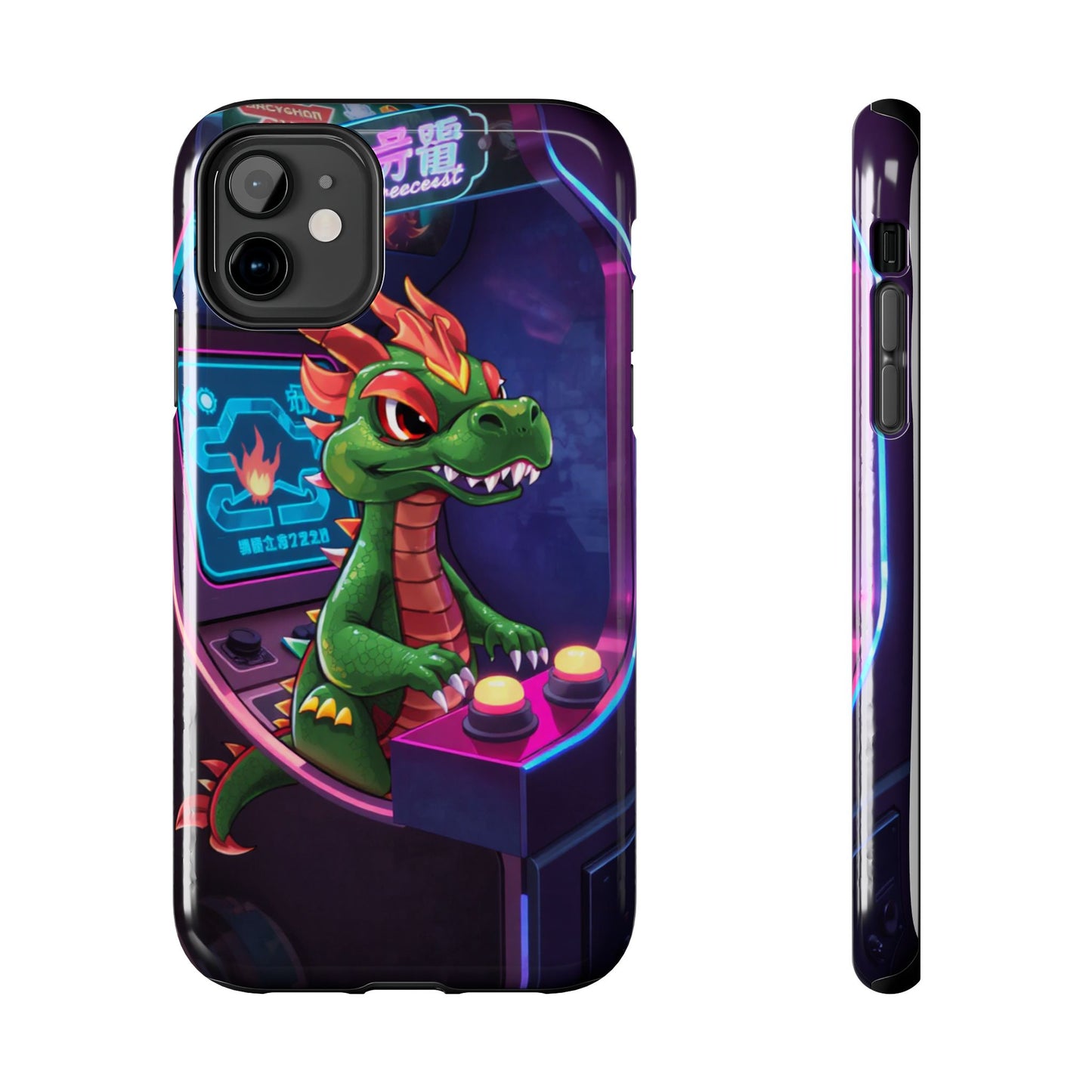 Retro Gamer Tough Phone Case with Dragon Design