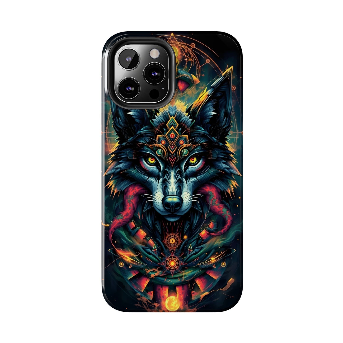 Vibrant Mystical Wolf Art Tough Phone Case - Durable & Unique Design for Animal Lovers - for iPhone