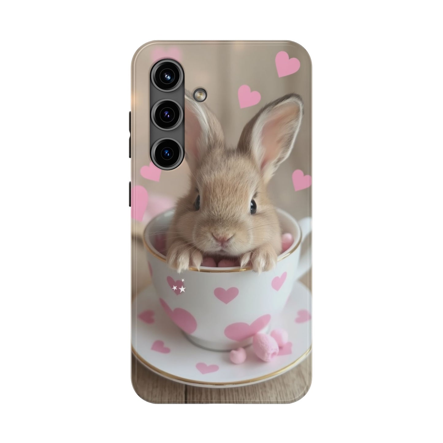 Adorable Bunny Phone Case with Heart Design - Cute Gift for Animal Lovers