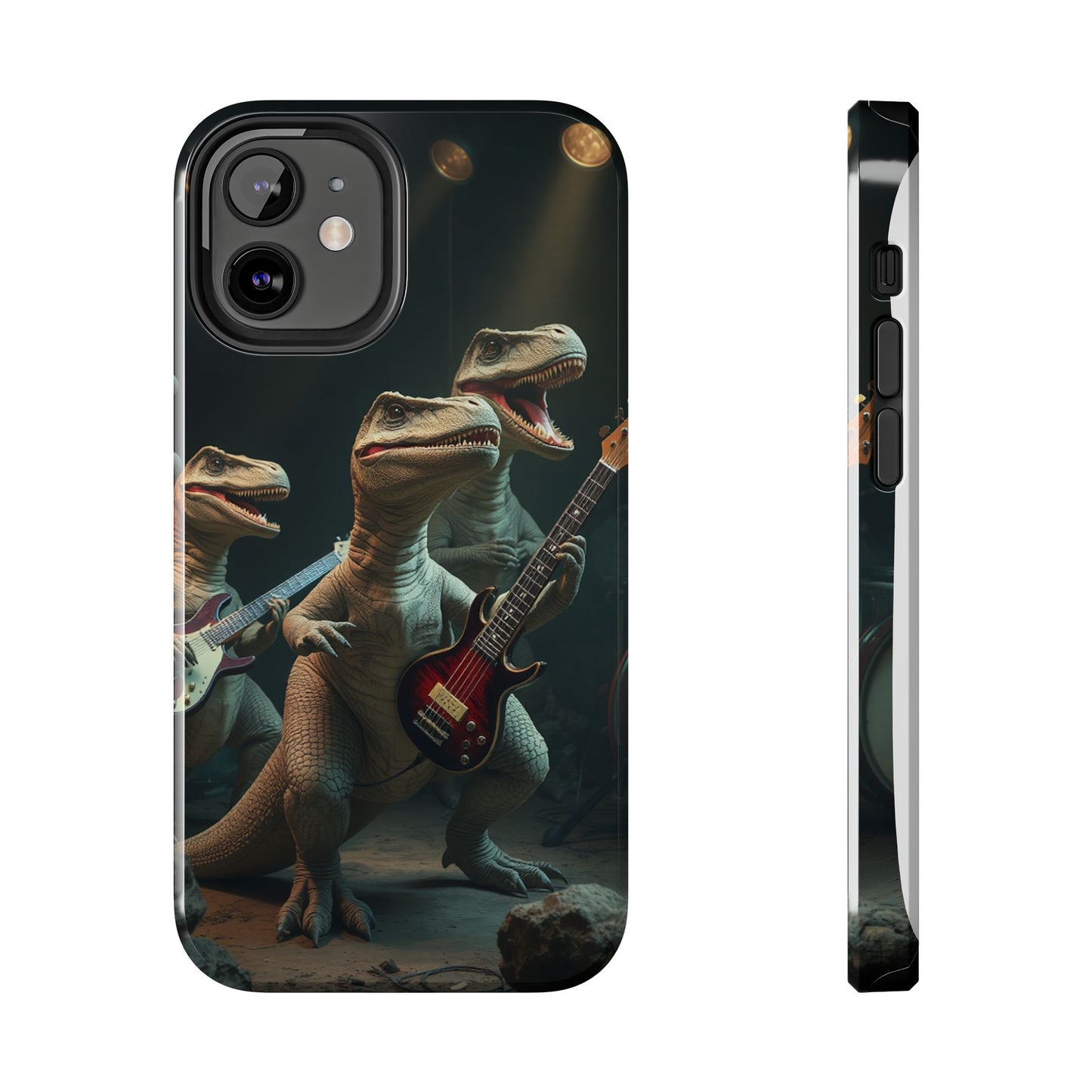 Rockin' Dinosaur Tough Phone Cases - Perfect for Music Lovers and Kids!