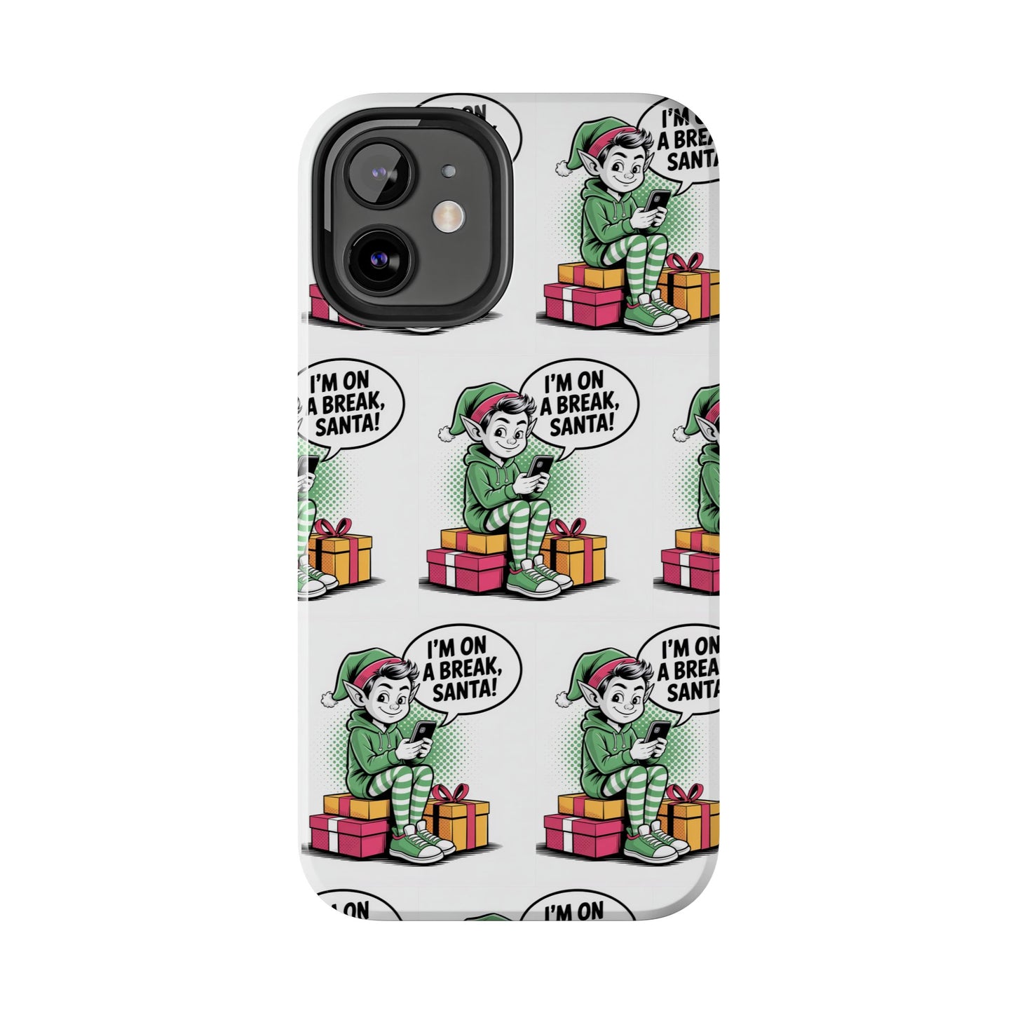 Christmas Elf Tough Phone Case - I'm on a Break, Santa Pattern!