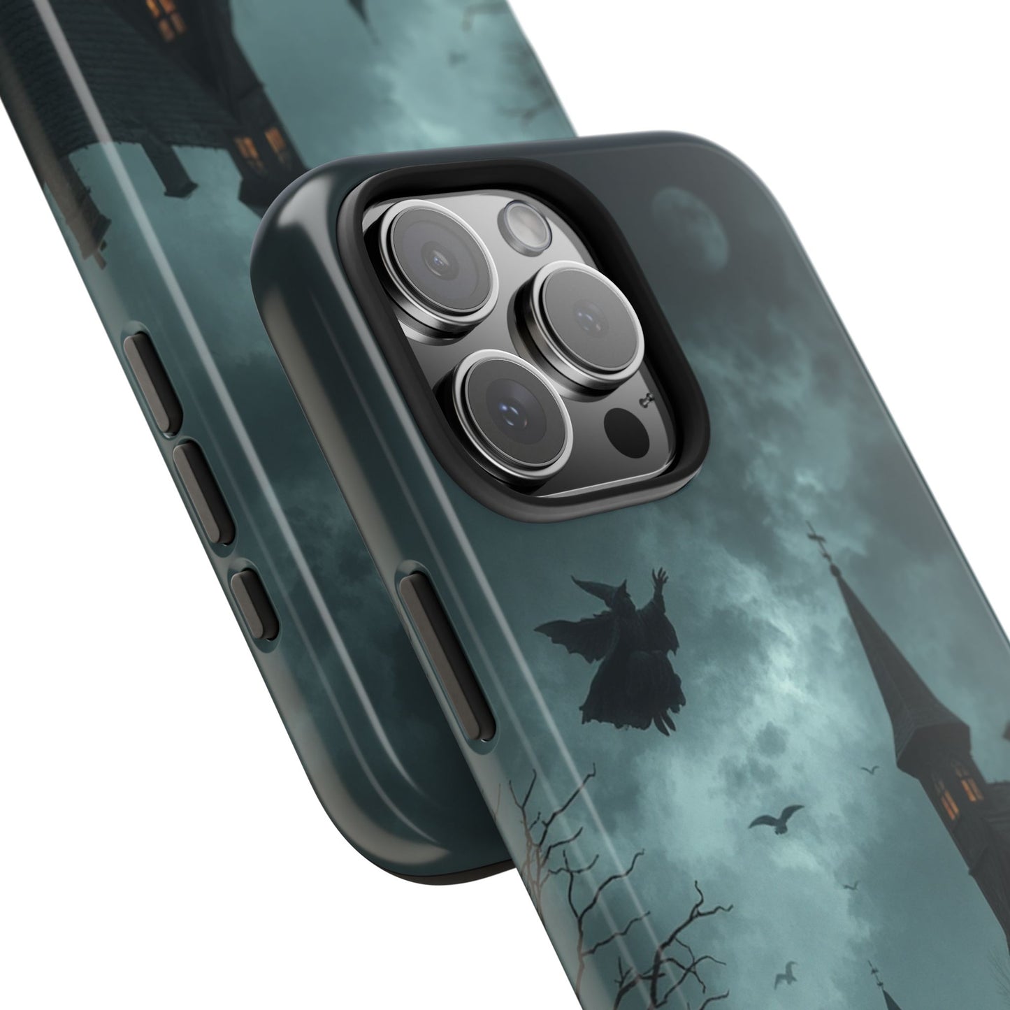 Halloween-Themed Tough Phone Case with Spooky House Design
