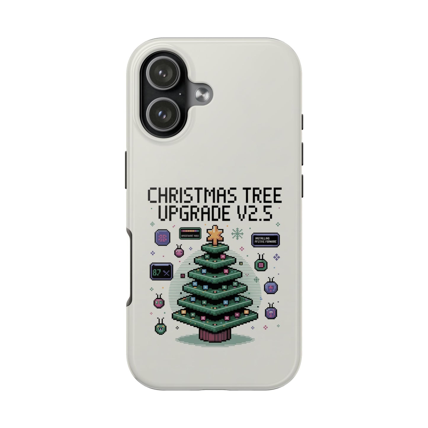 Christmas Tree Upgrade Tough iPhone Case - Pixel Art Design