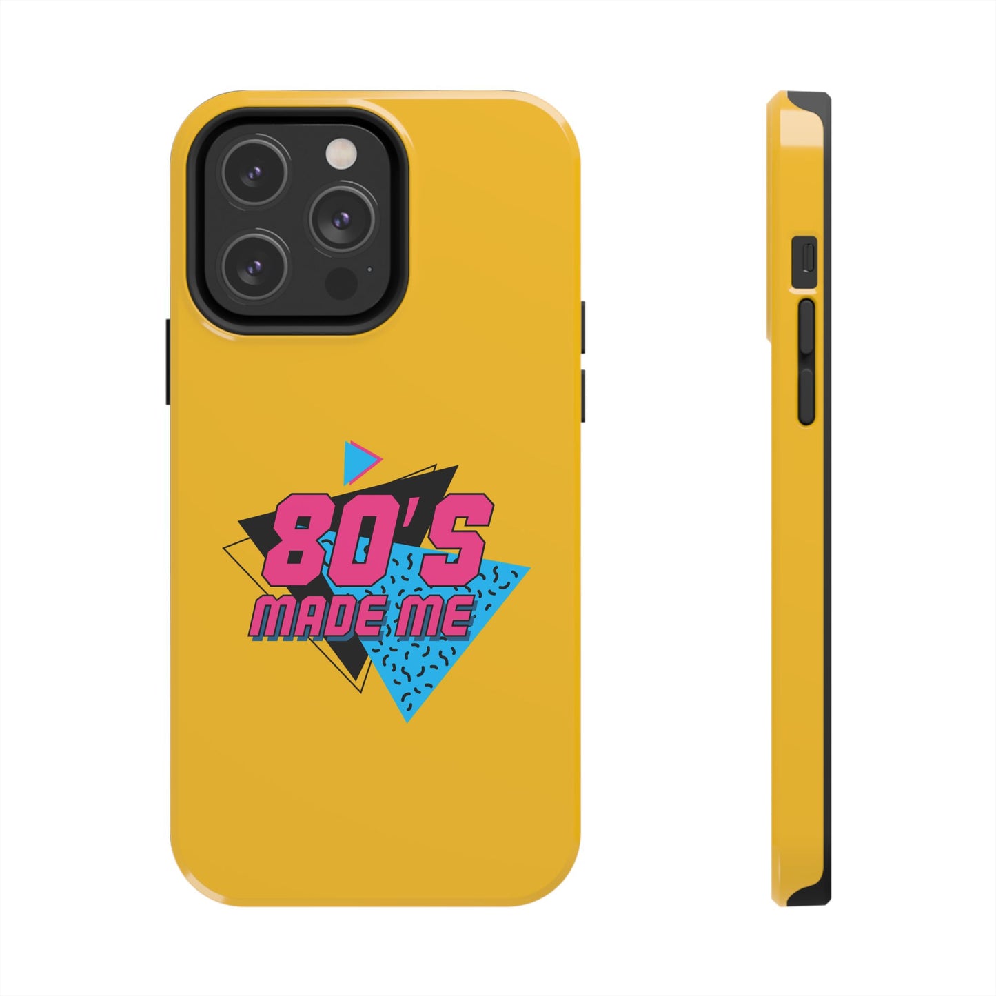 80's Made Me Tough Phone Case - Retro Yellow Silicone Cover - for iPhone