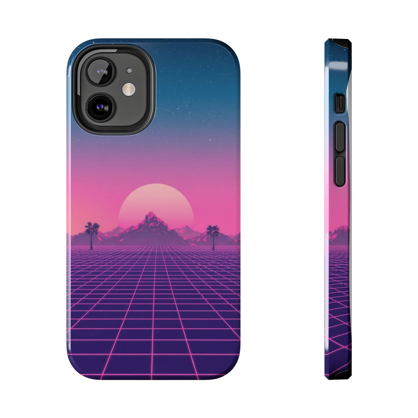 Retro Aesthetic Tough Phone Case - Vibrant Sunset Design