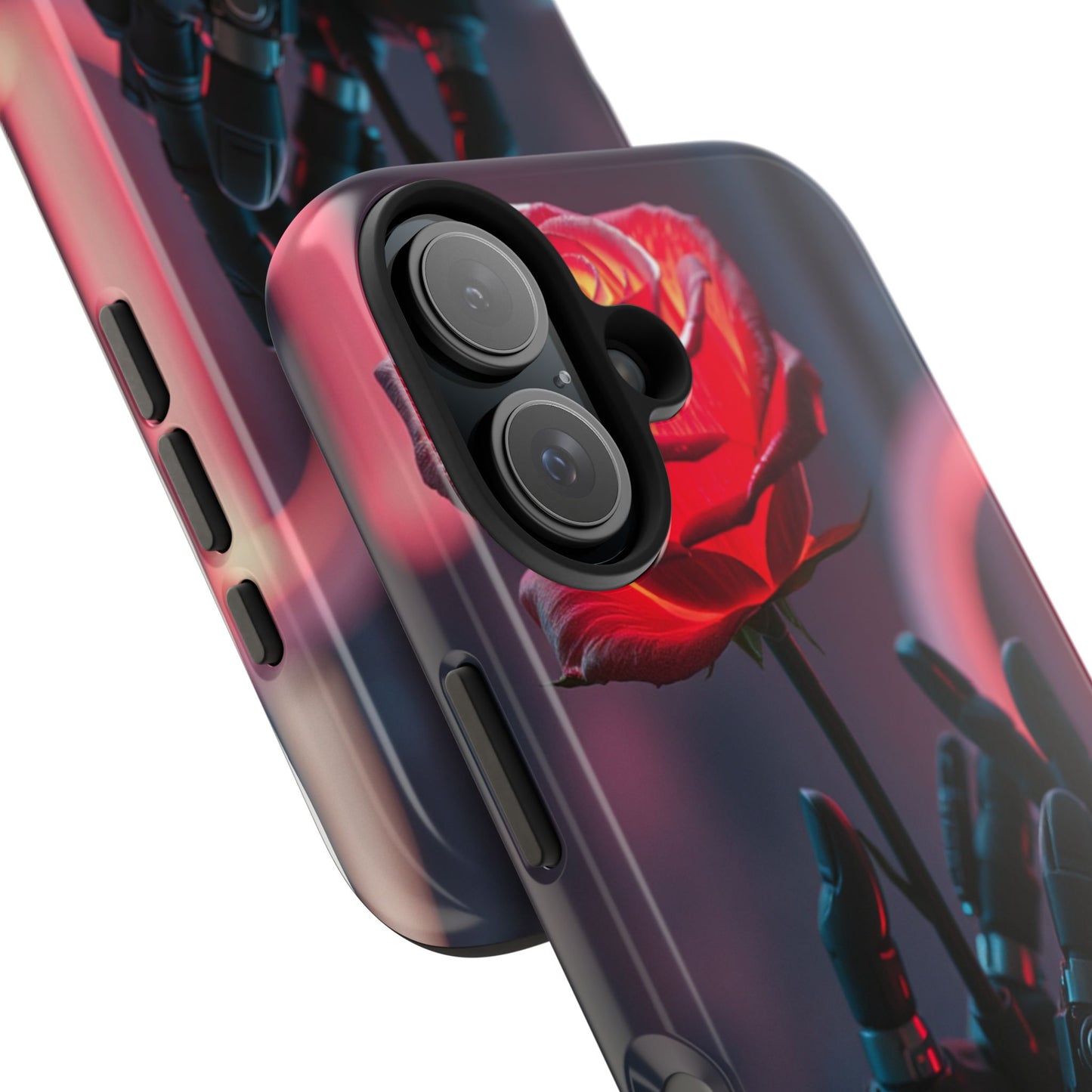 Futuristic Tough Phone Case with Robotic Rose Design | Durable Protection