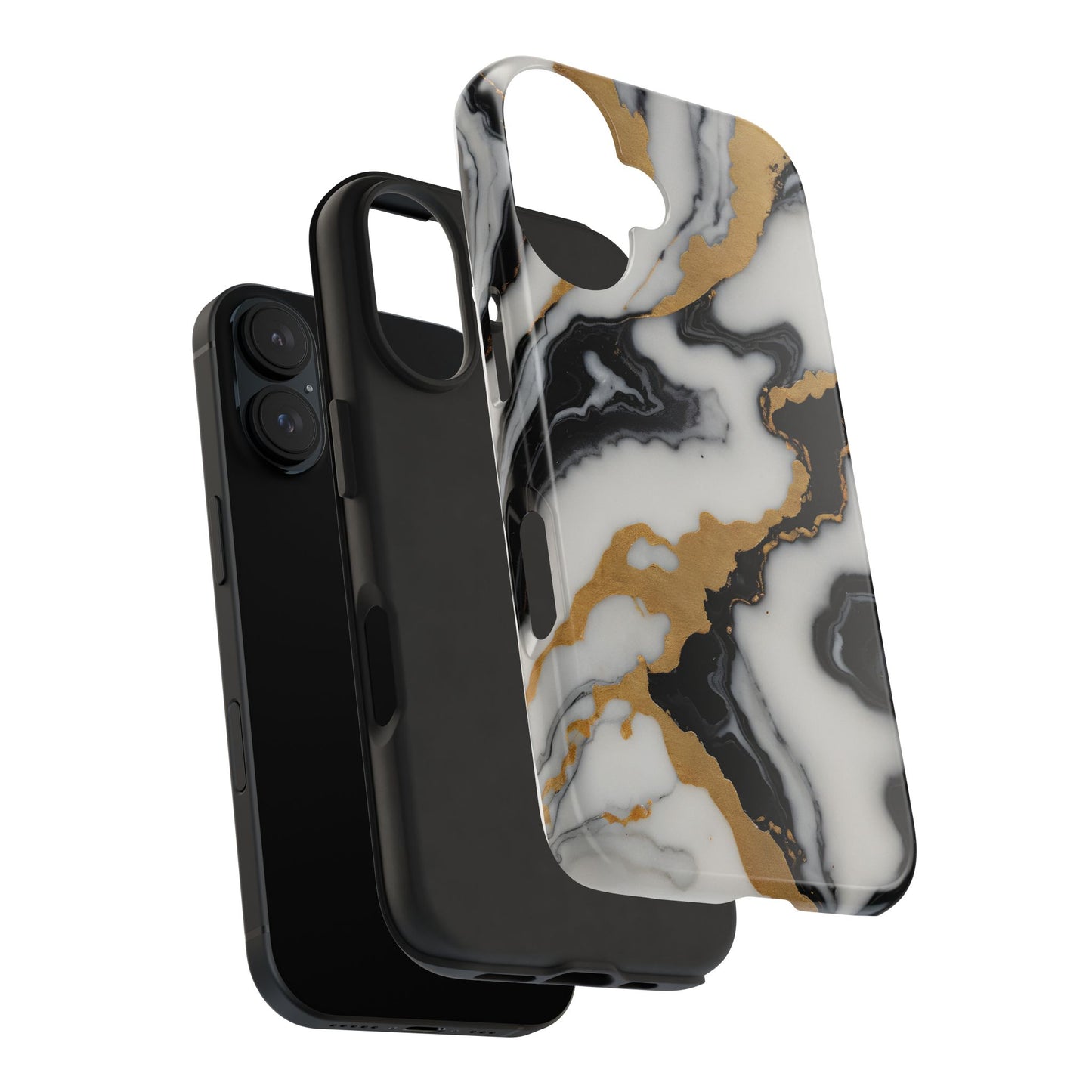 Elegant Gold Marble Tough Phone Case - Stylish Protection for Your iPhone