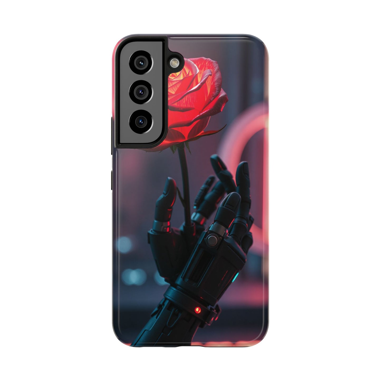 Futuristic Tough Phone Case with Robotic Rose Design | Durable Protection