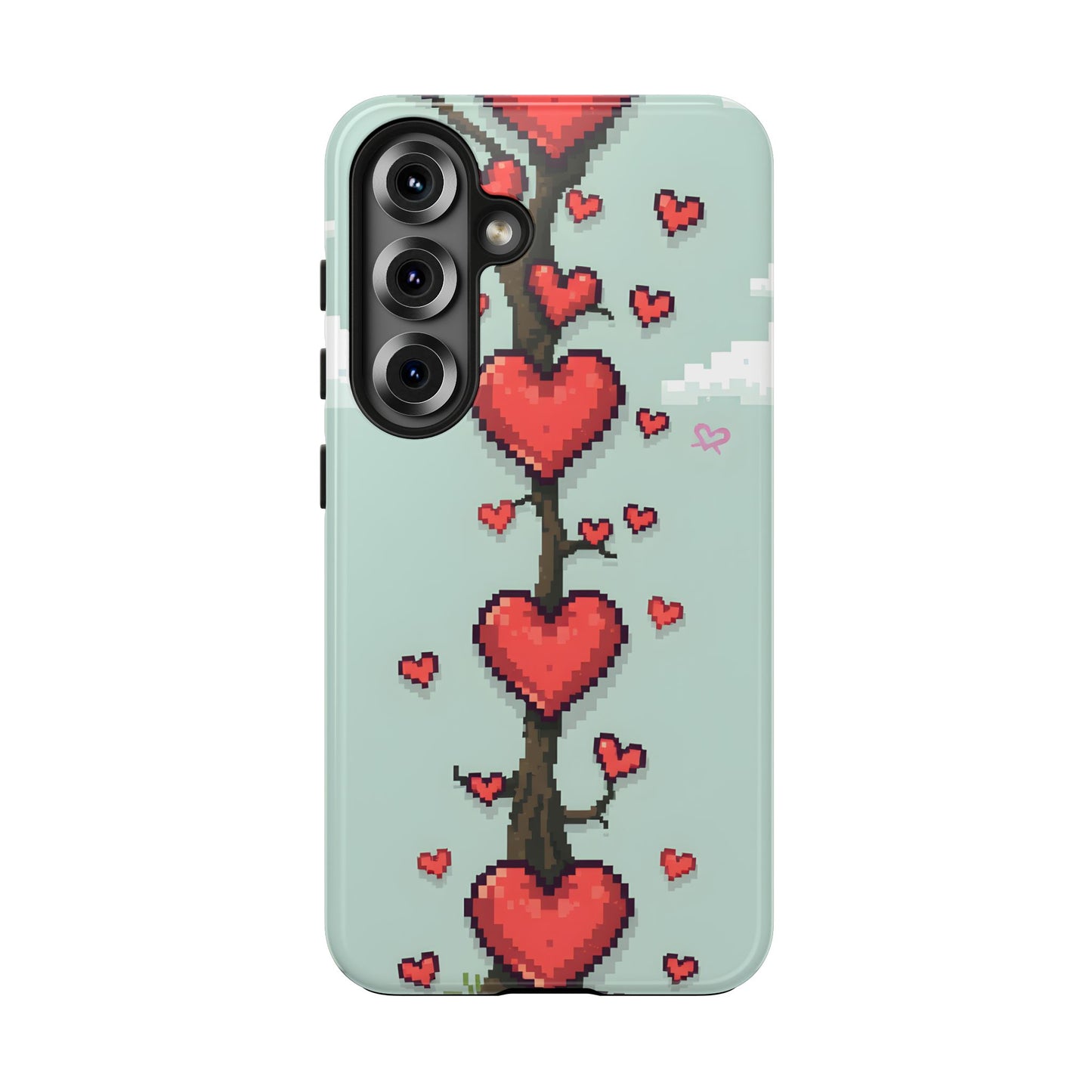 Pixelated Love Hearts Tree | Tough Phone Case - Cute Design - for iPhone