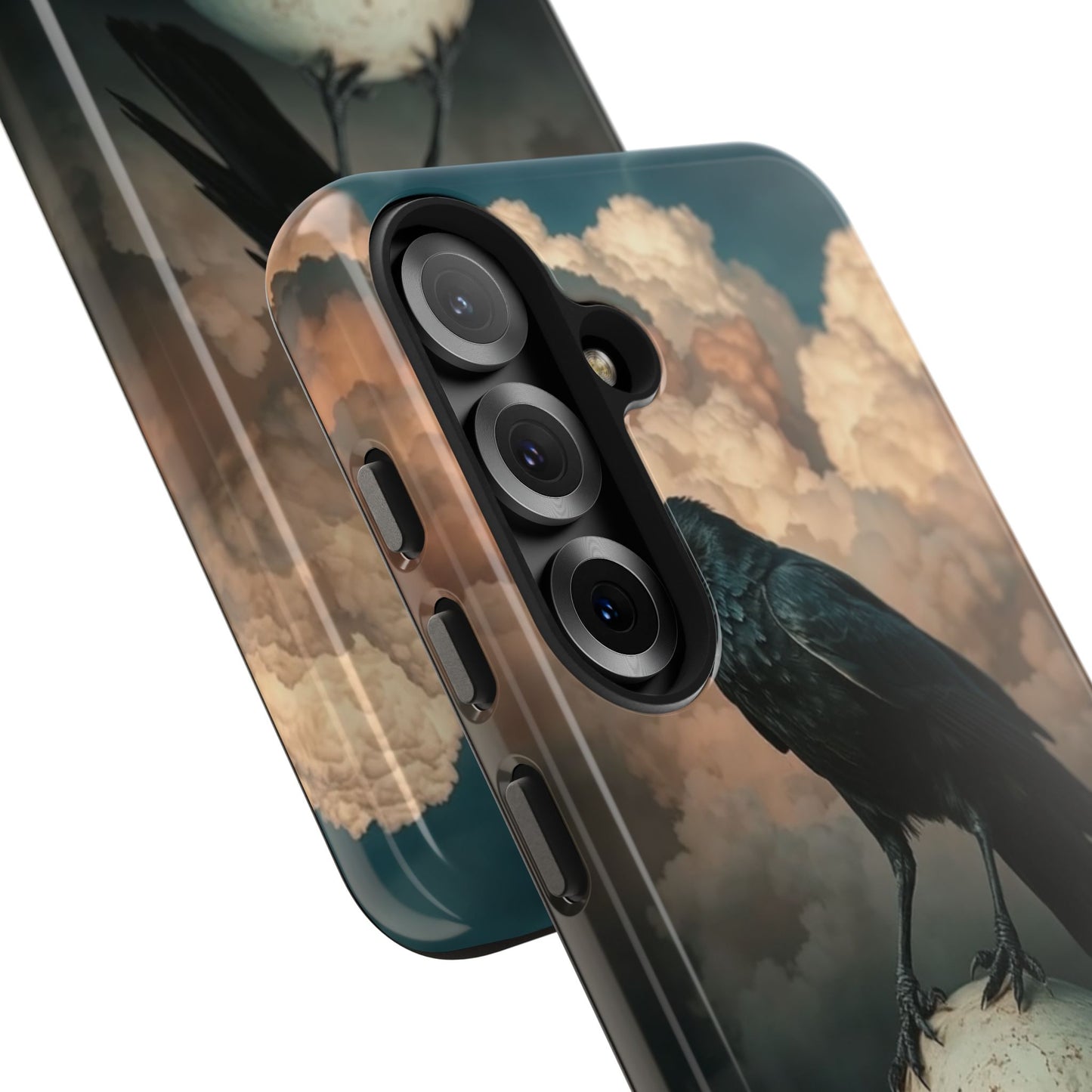 Gothic Raven Skull Tough Phone Case - Unique Protective Cover for Halloween Lovers