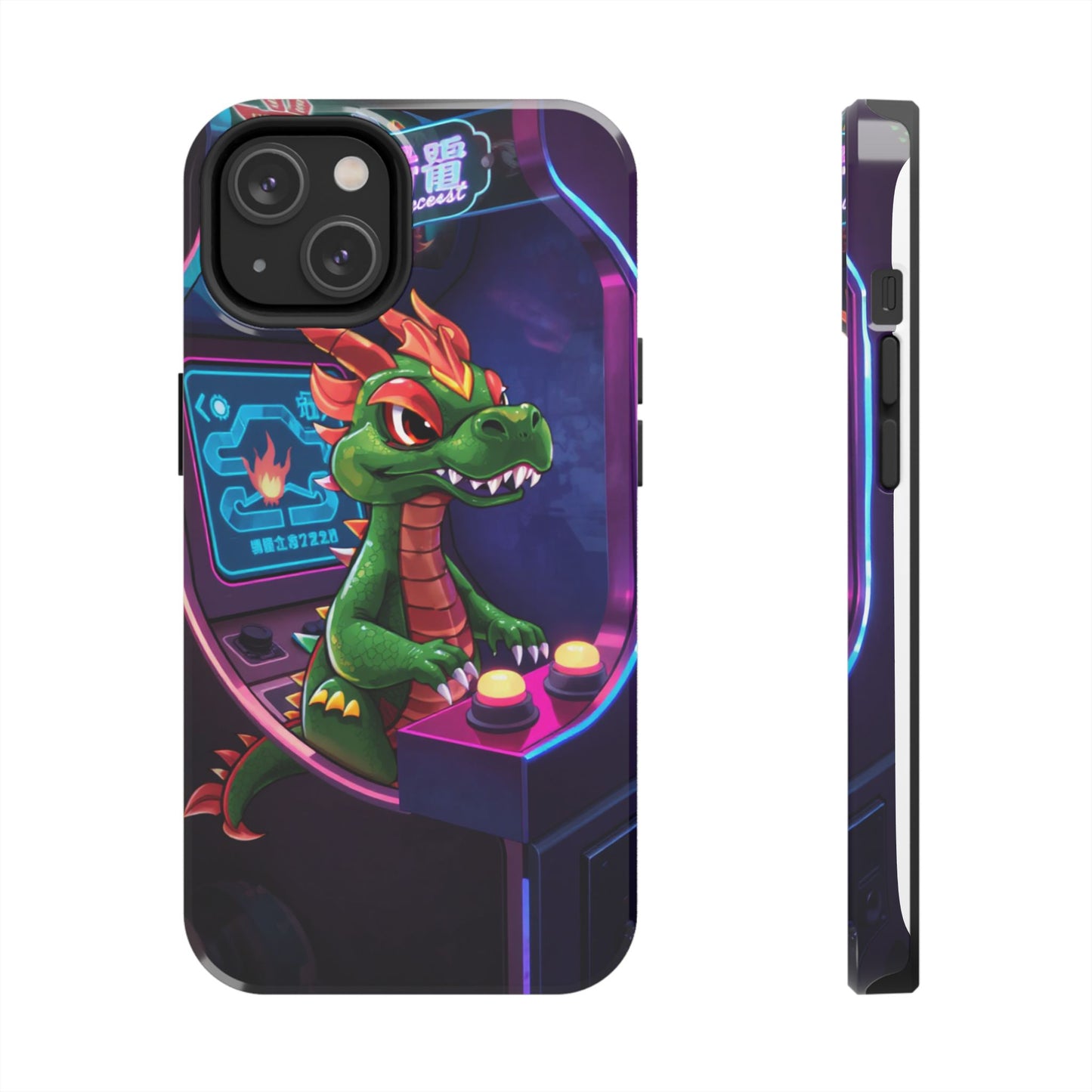 Retro Gamer Tough Phone Case with Dragon Design