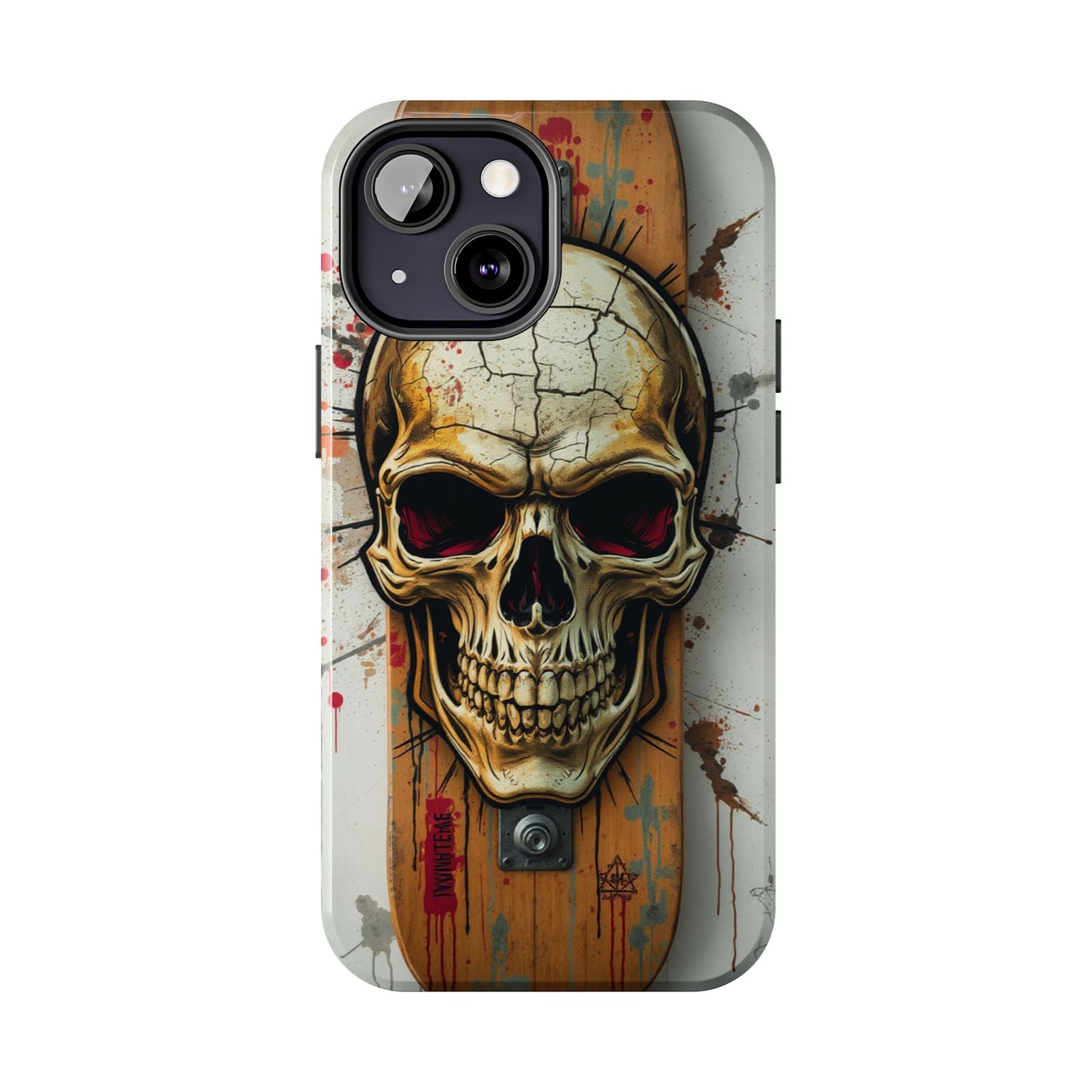 Edgy Skull Tough Phone Case - Durable Protection for Skateboard Enthusiasts