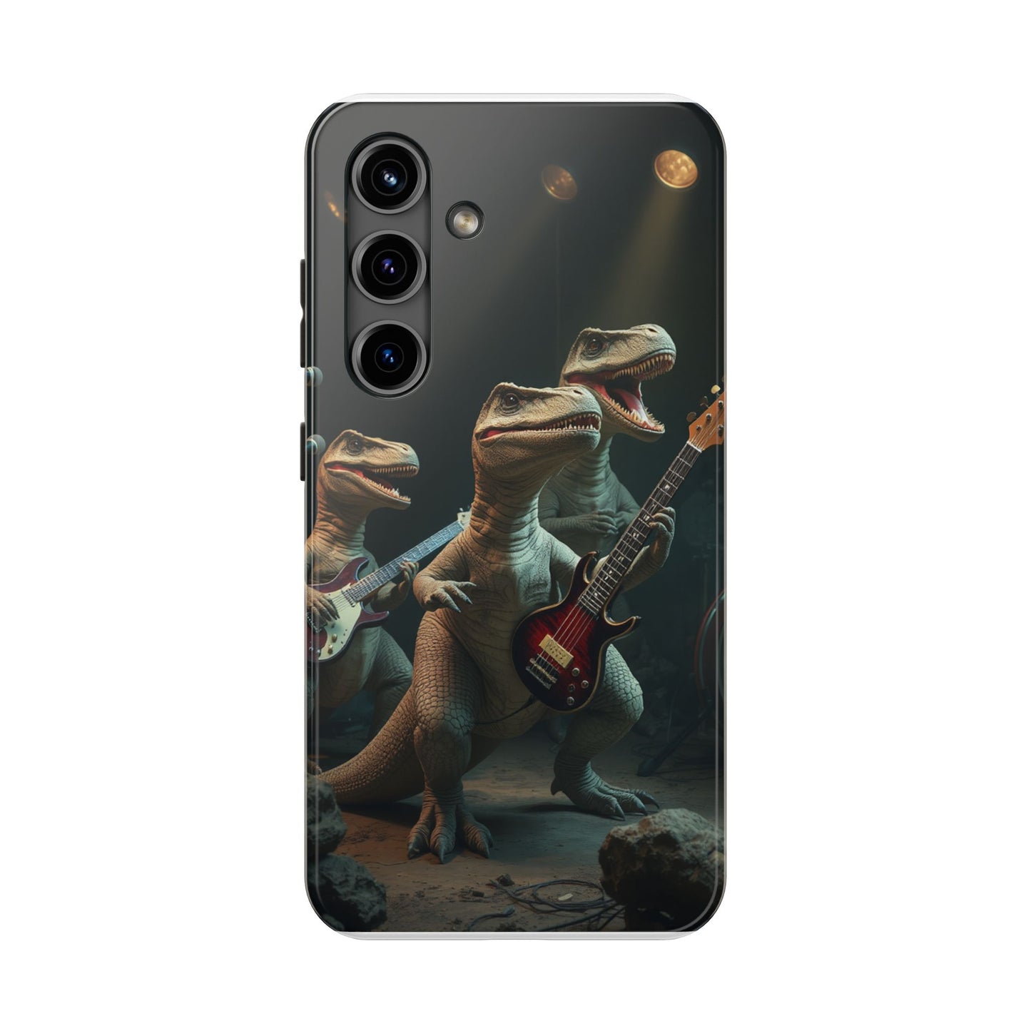 Rockin' Dinosaur Tough Phone Cases - Perfect for Music Lovers and Kids!