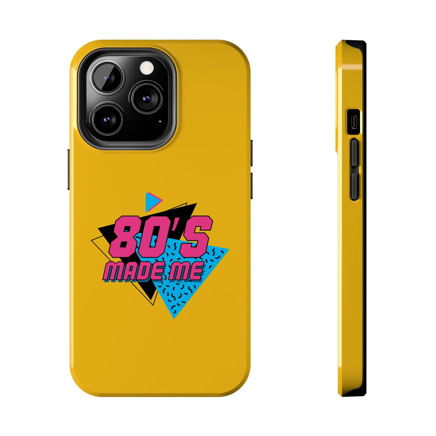 80's Made Me Tough Phone Case - Retro Yellow Silicone Cover - for iPhone