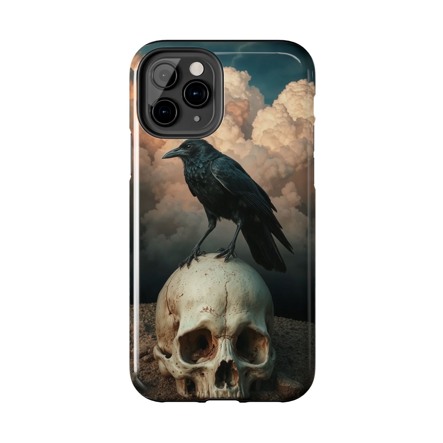 Gothic Raven Skull Tough Phone Case - Unique Protective Cover for Halloween Lovers