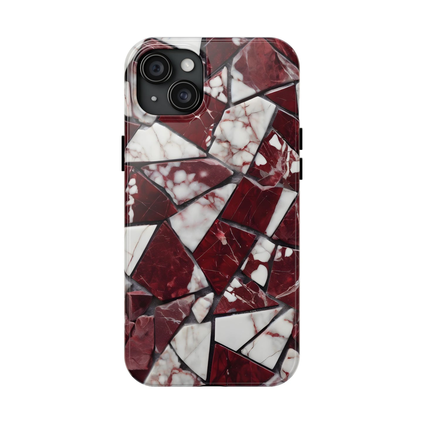 Shattered Dark Red Marble Pattern Tough Phone Case - Durable & Stylish Protection for iPhone