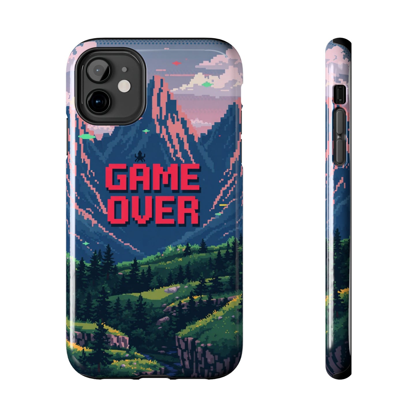 Pixel Art Tough Phone Case - 'Game Over' Design for Gamers