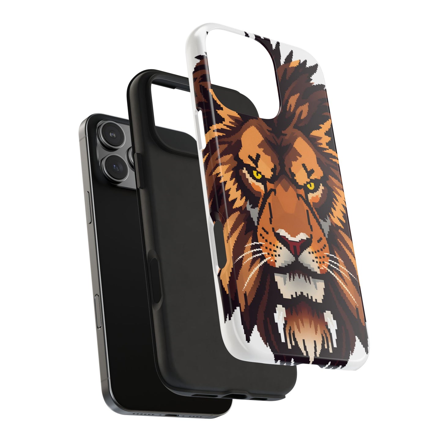 Fierce Pixelated Lion Tough Phone Case - Durable Design for Animal Lovers - for iPhone
