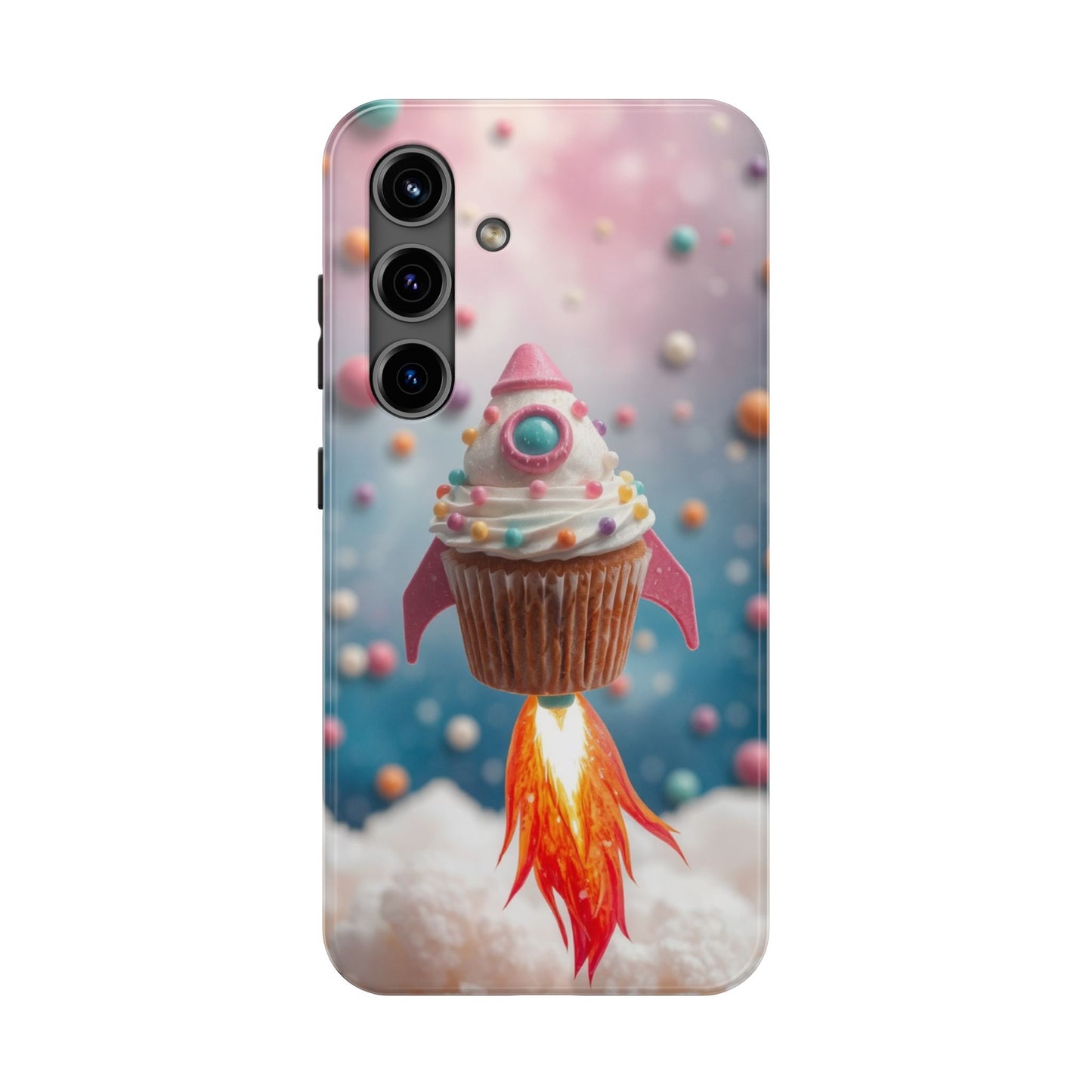 Whimsical Rocket Cupcake Phone Case - Fun Protective Case for Kids and Teens