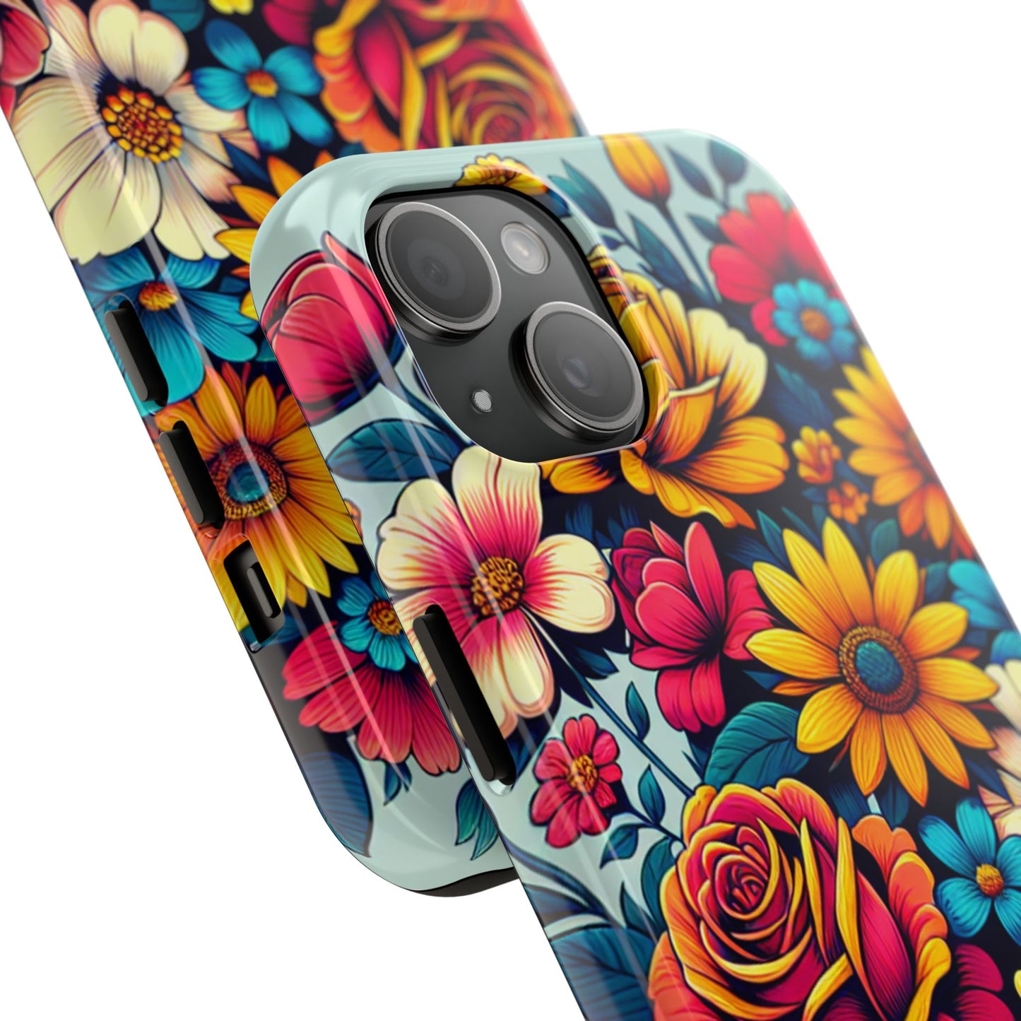 Vibrant Floral Tough Phone Case - Colorful Flower Design - for iPhone