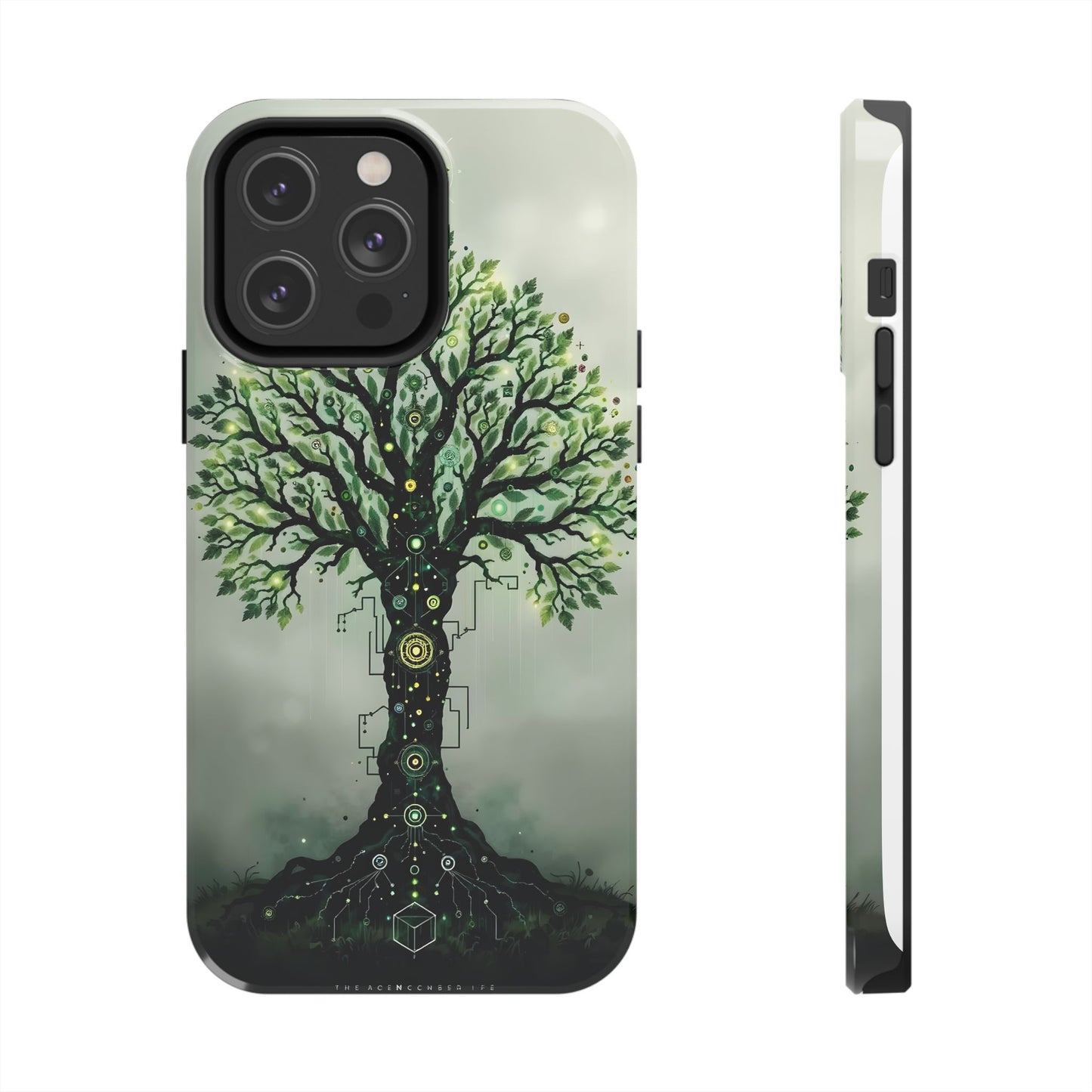 Nature-Inspired Tough Phone Case with Tech Tree Design - for iPhone